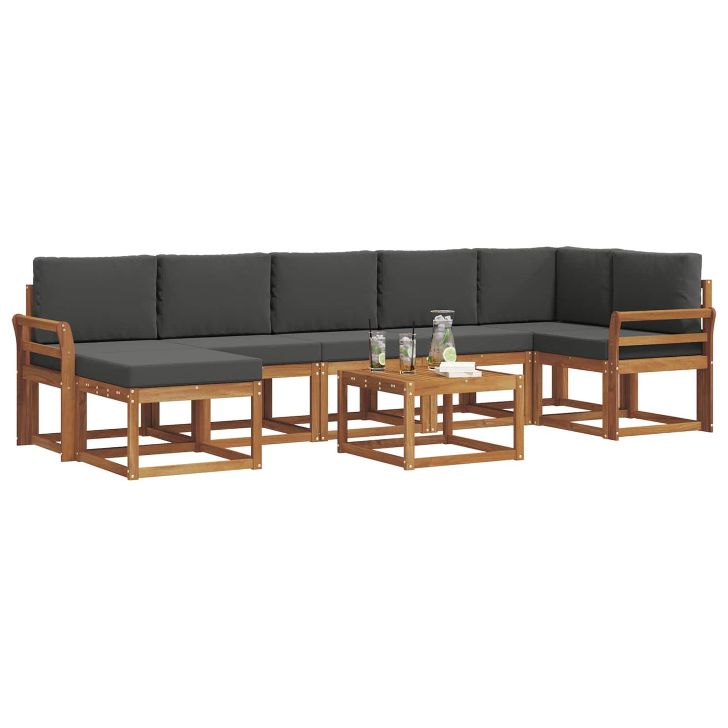 Outdoor-Sofagarnitur 8 stk. Natur und Anthrazit