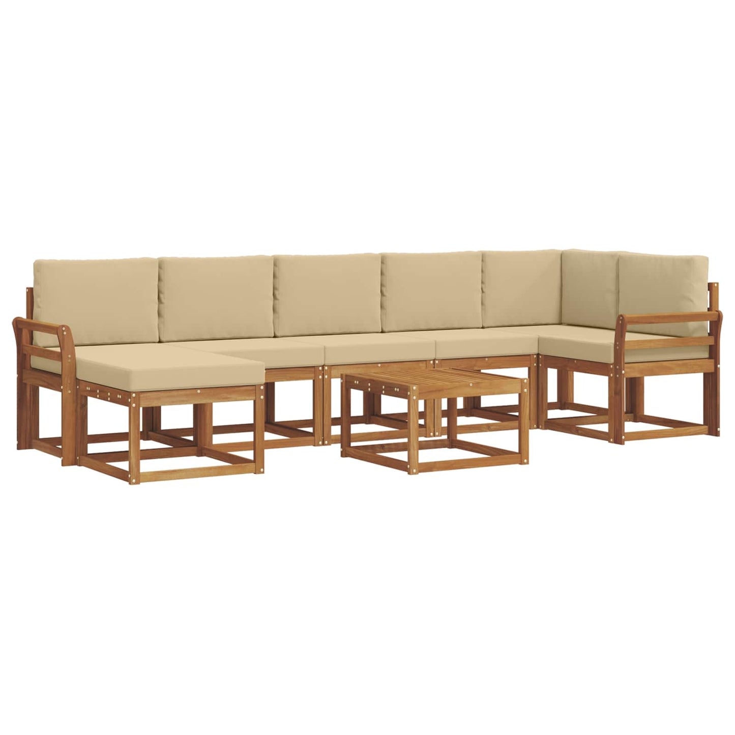 Outdoor-Sofagarnitur mit Kissen 8 pcs Natur und Beige