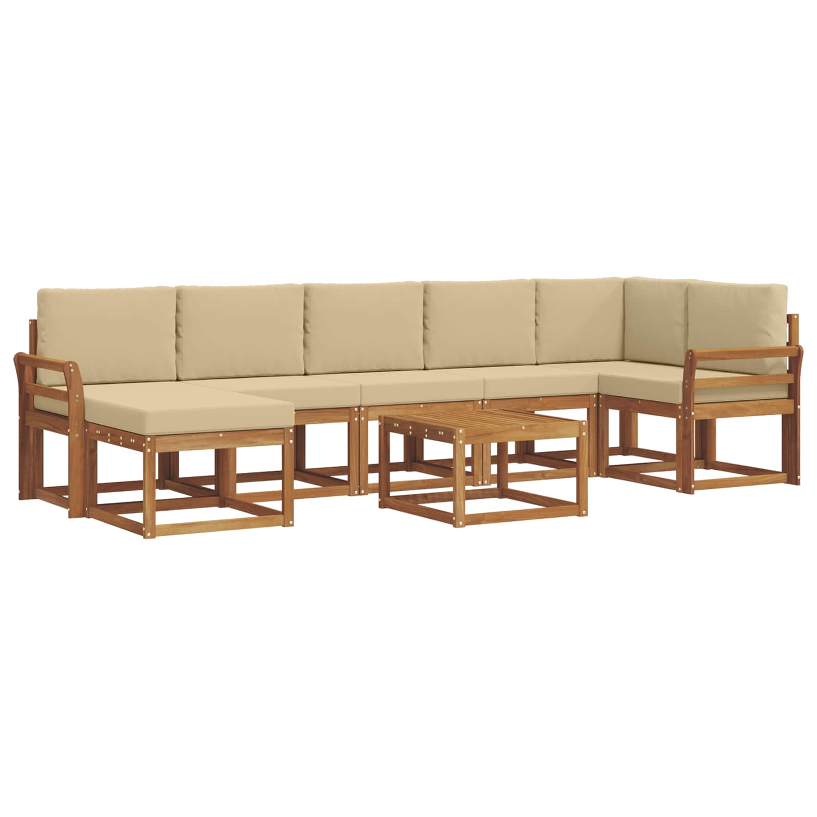 Outdoor-Sofagarnitur mit Kissen 8 pcs Natur und Beige