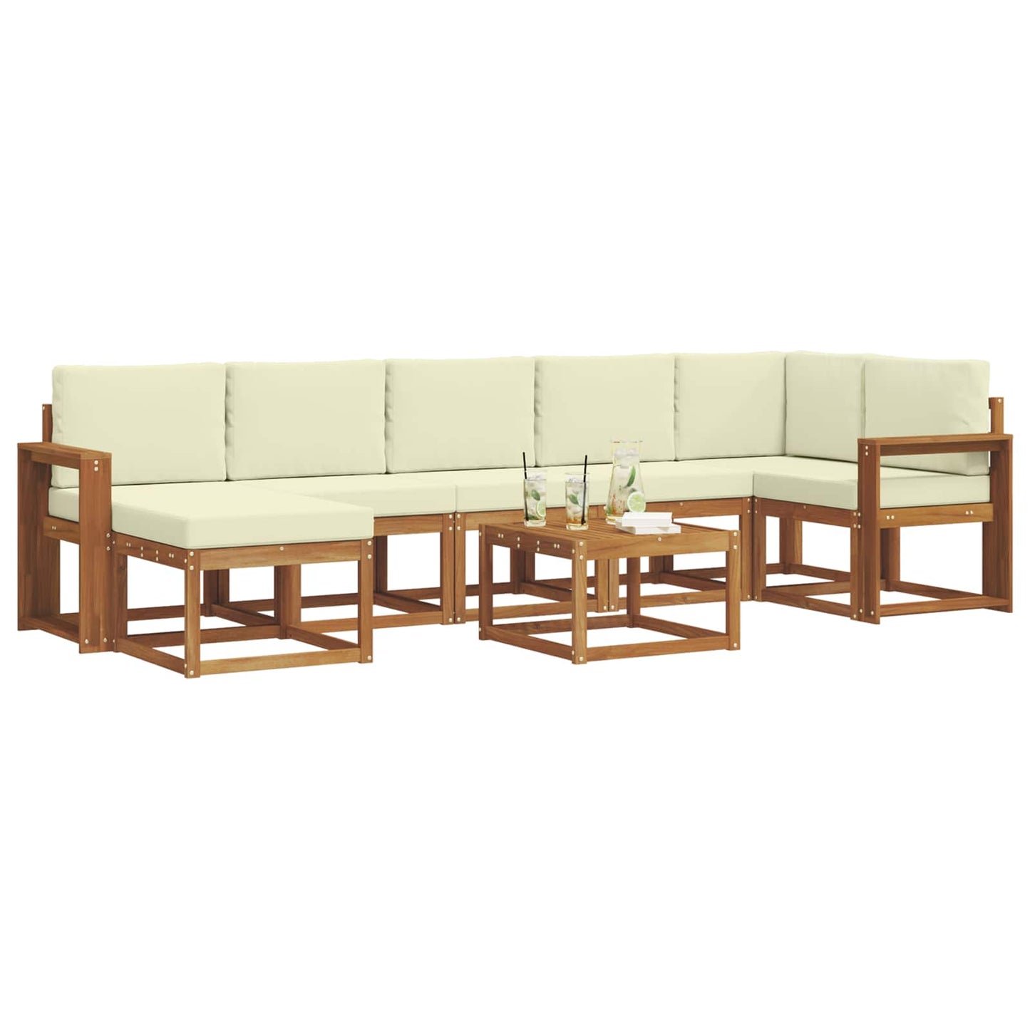 Outdoor-Sofagarnitur 8 stk. Natur und Creme