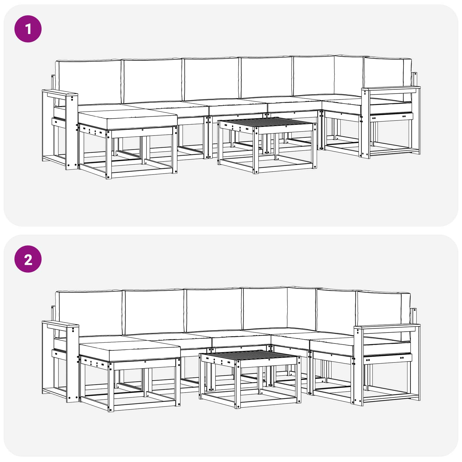 Outdoor-Sofagarnitur 8 stk. Natur und Creme