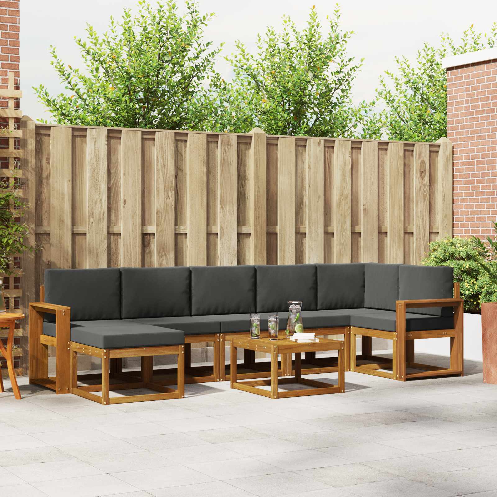 Outdoor-Sofagarnitur 8 stk. Natur und Anthrazit