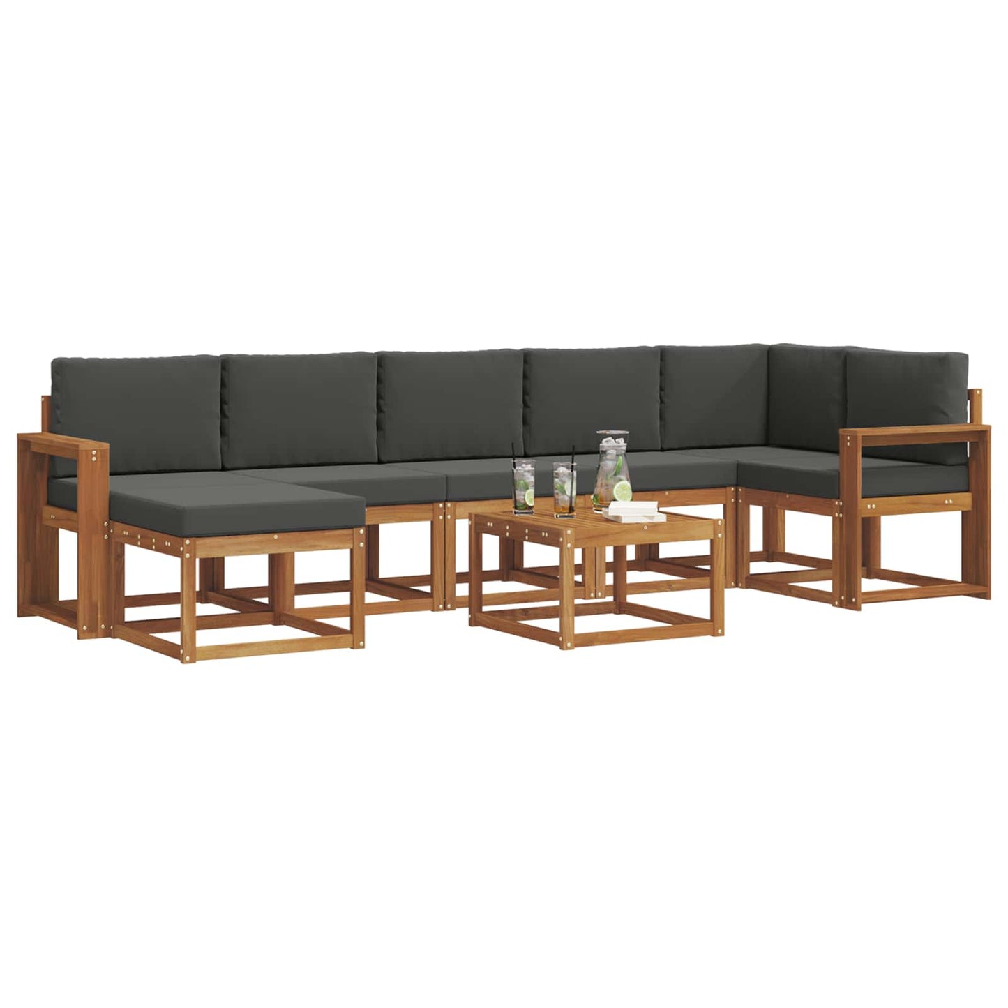 Outdoor-Sofagarnitur 8 stk. Natur und Anthrazit