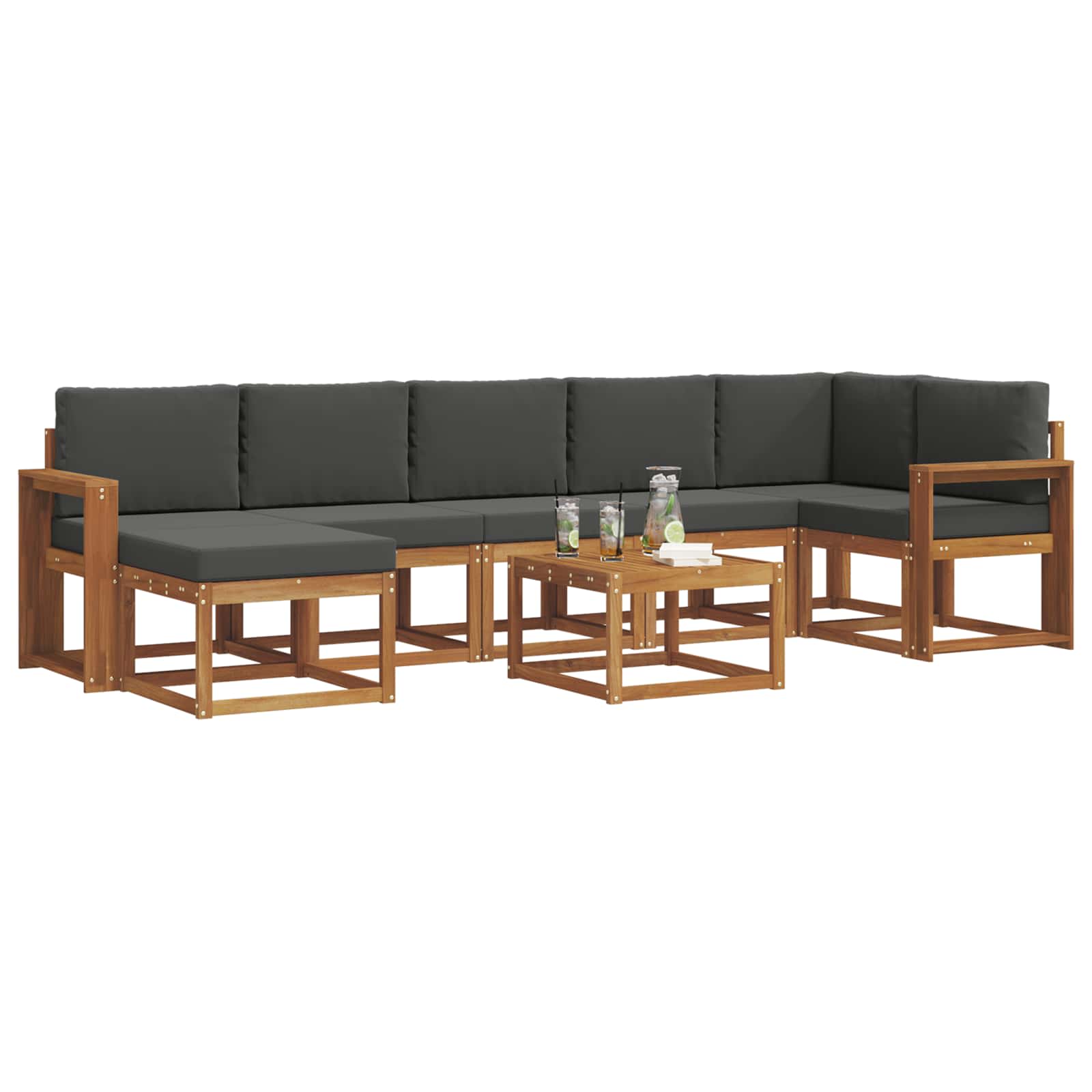 Outdoor-Sofagarnitur 8 stk. Natur und Anthrazit