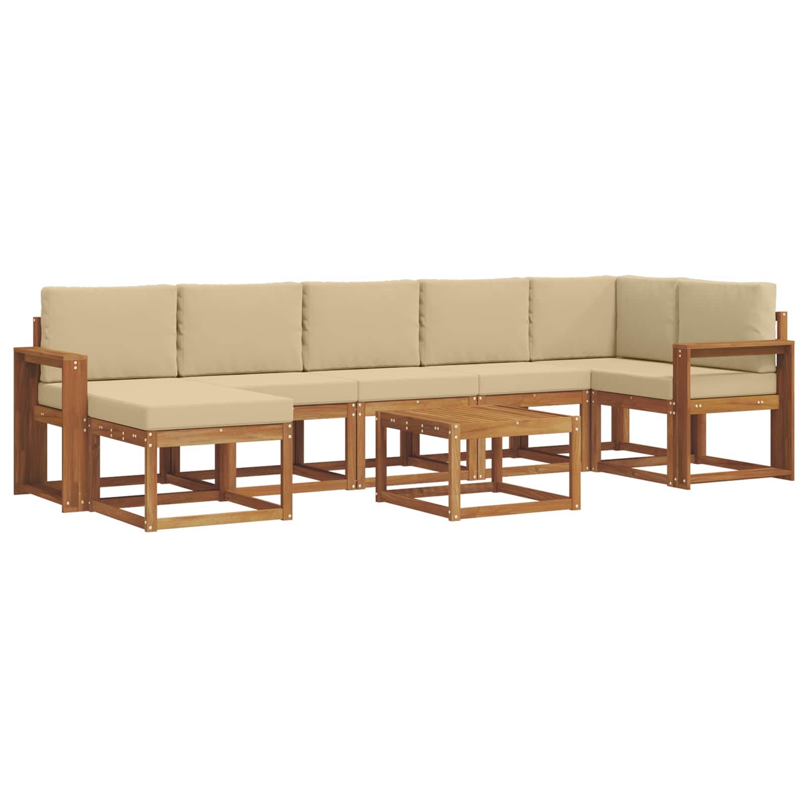 Outdoor-Sofagarnitur mit Kissen 8 pcs Natur und Beige