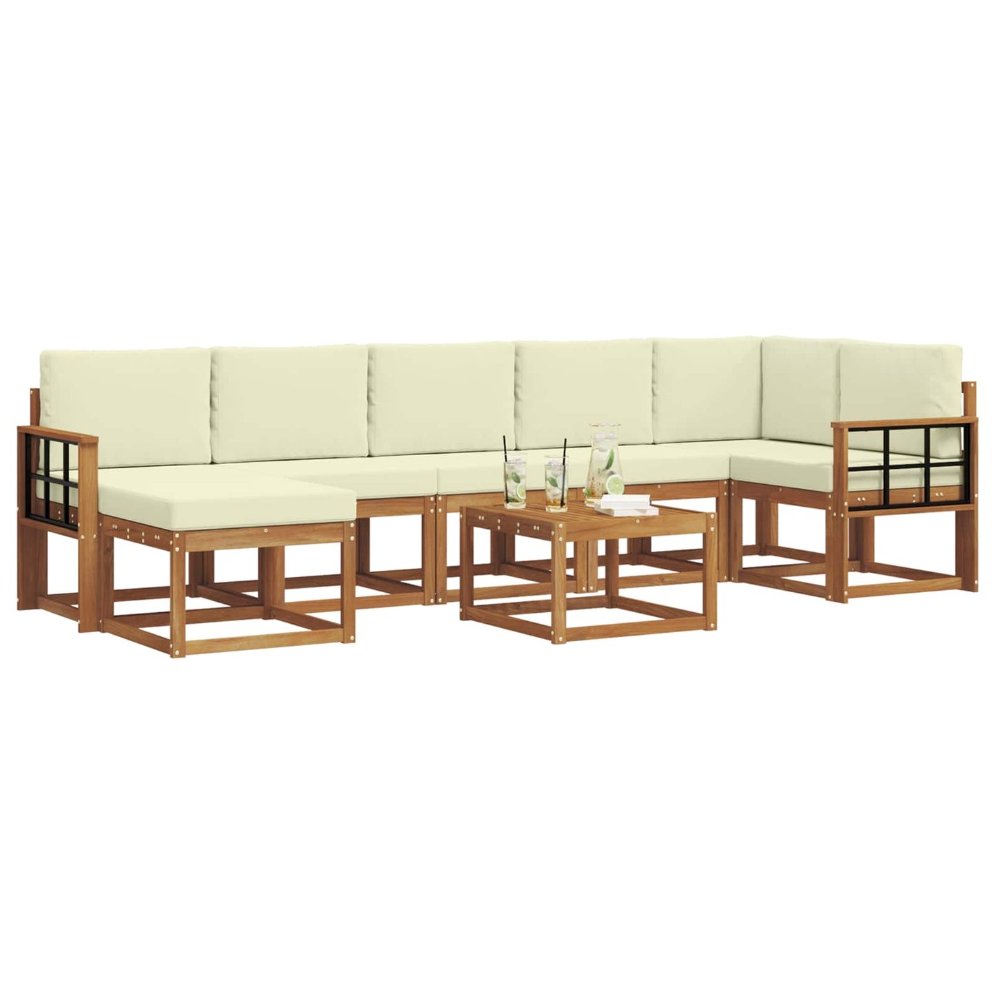 Outdoor-Sofagarnitur 8 stk. Natur und Creme
