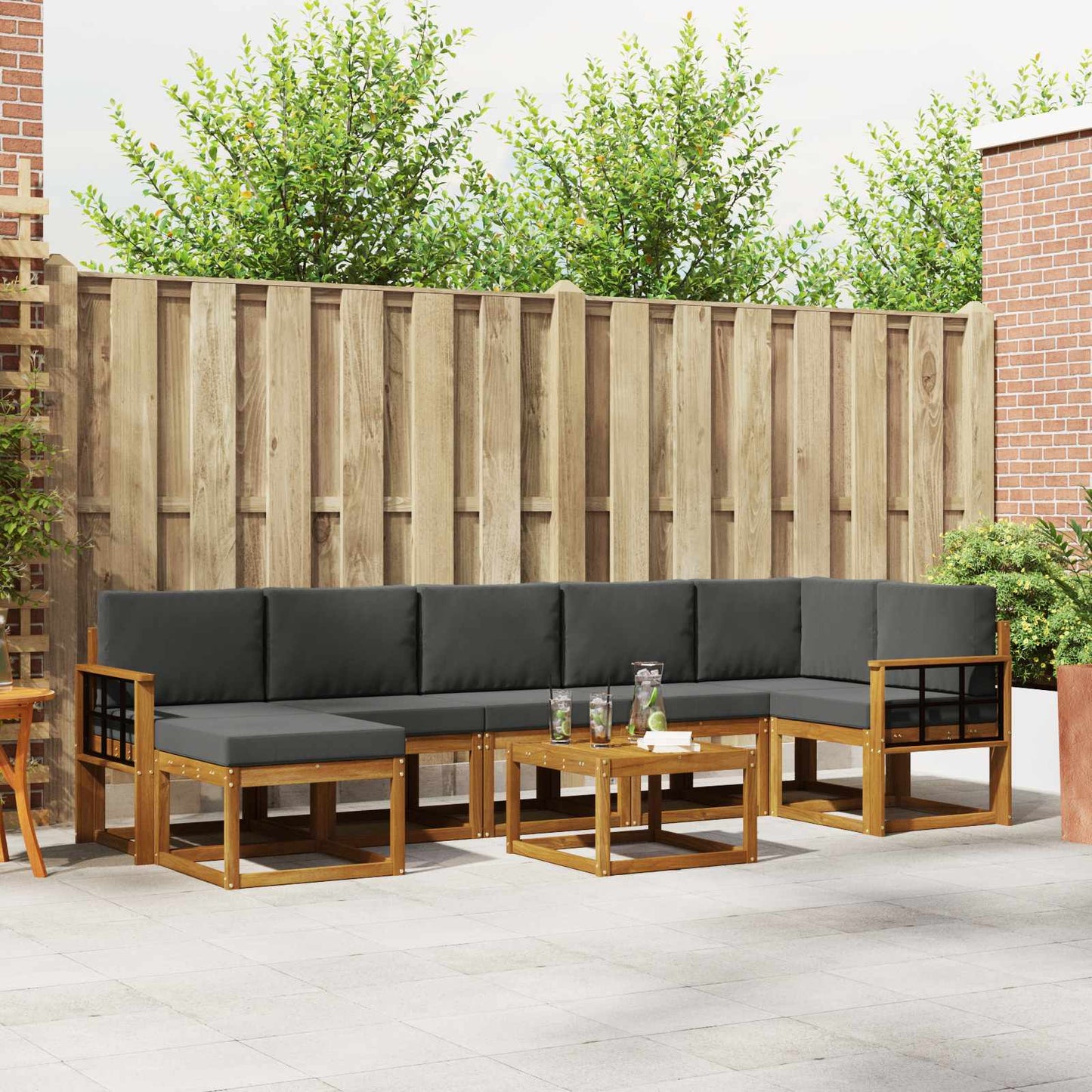 Outdoor-Sofagarnitur 8 stk. Natur und Anthrazit