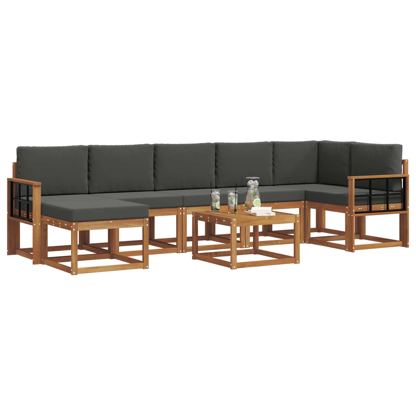 Outdoor-Sofagarnitur 8 stk. Natur und Anthrazit