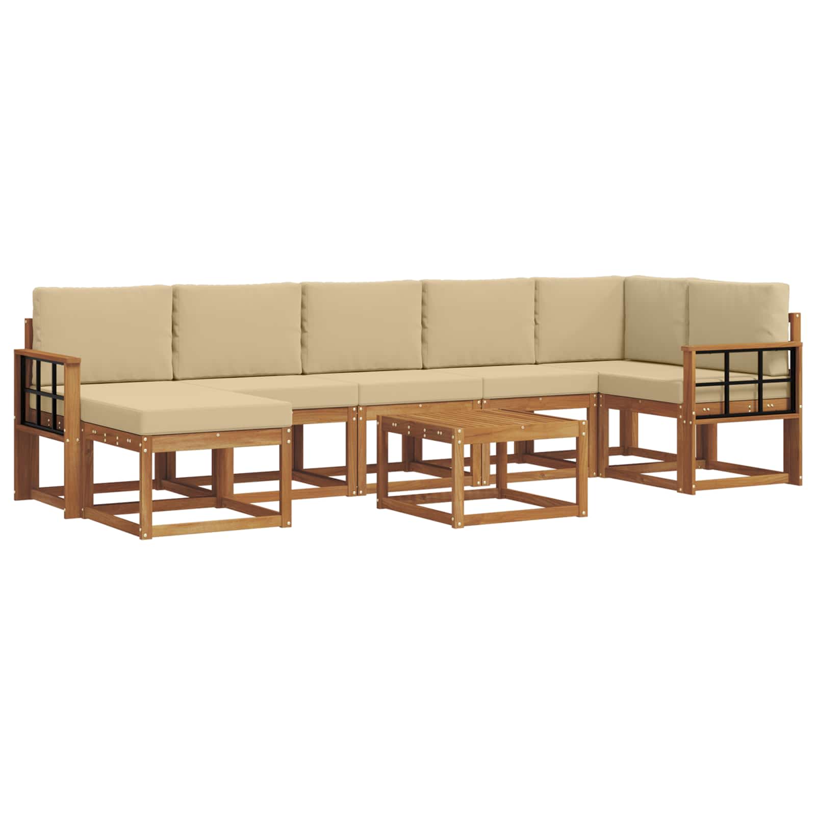 Outdoor-Sofagarnitur mit Kissen 8 pcs Natur und Beige