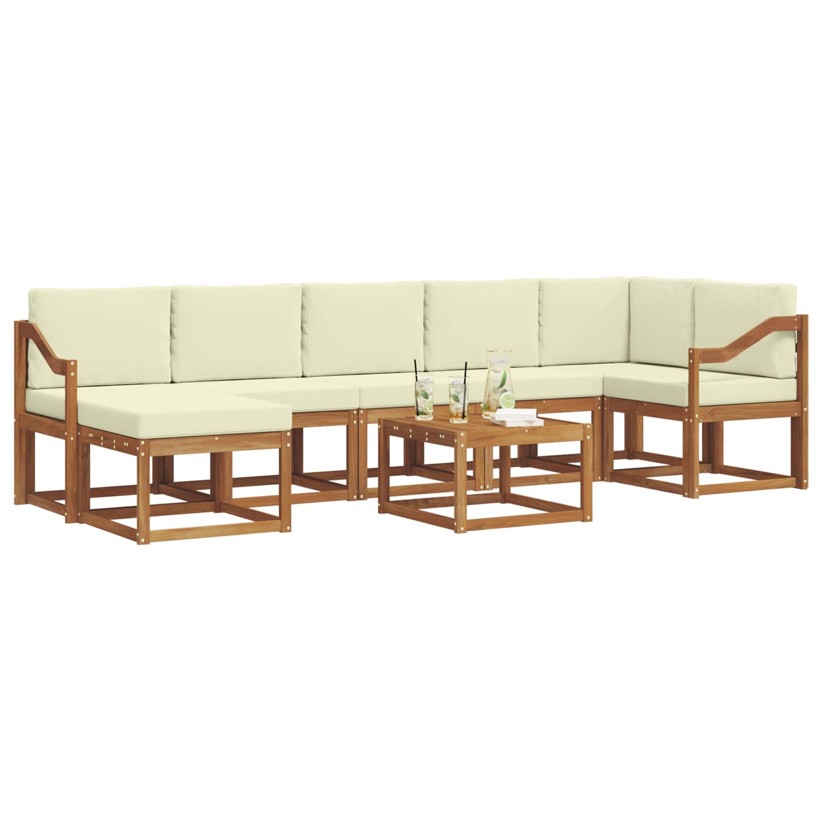 Outdoor-Sofagarnitur 8 stk. Natur und Creme