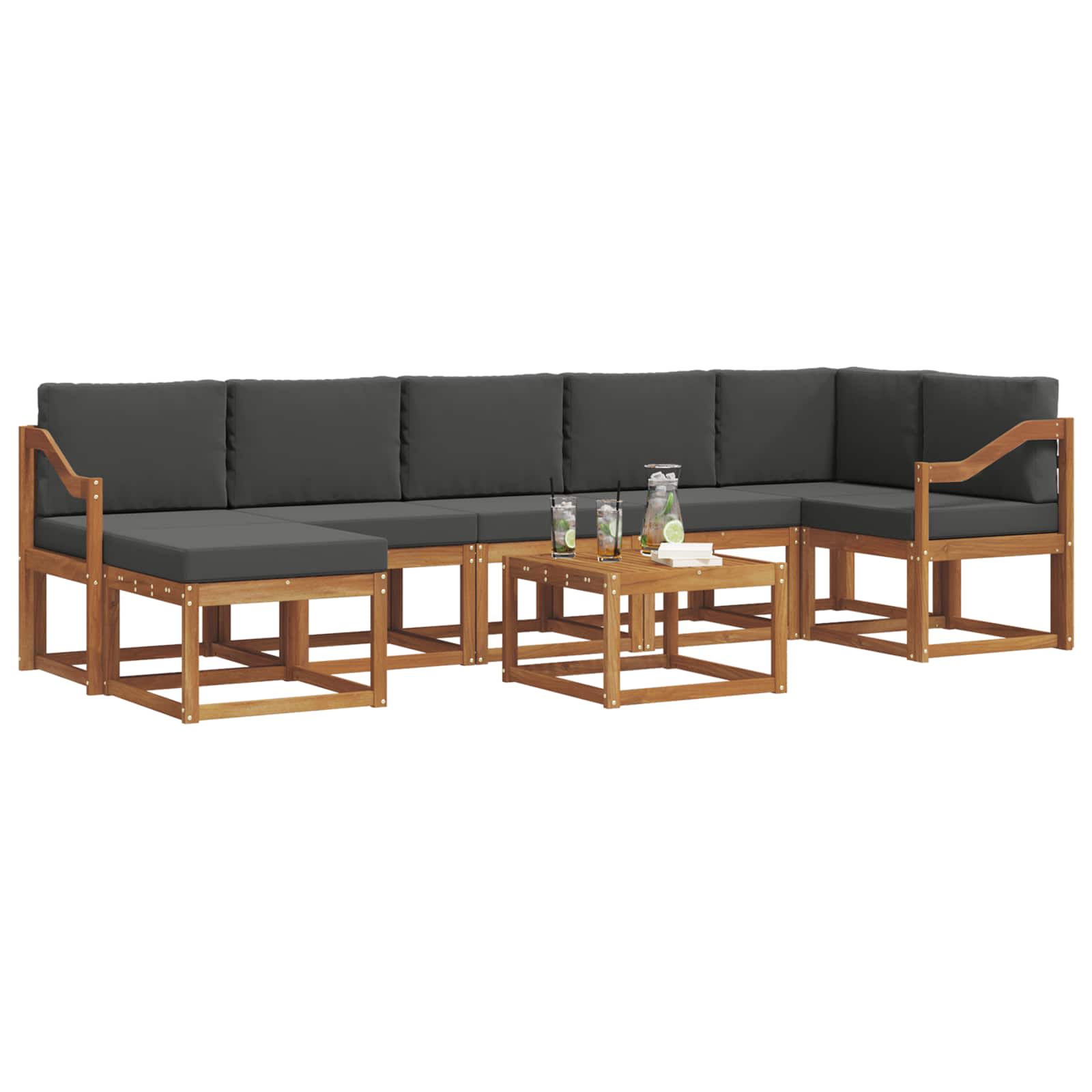Outdoor-Sofagarnitur 8 stk. Natur und Anthrazit
