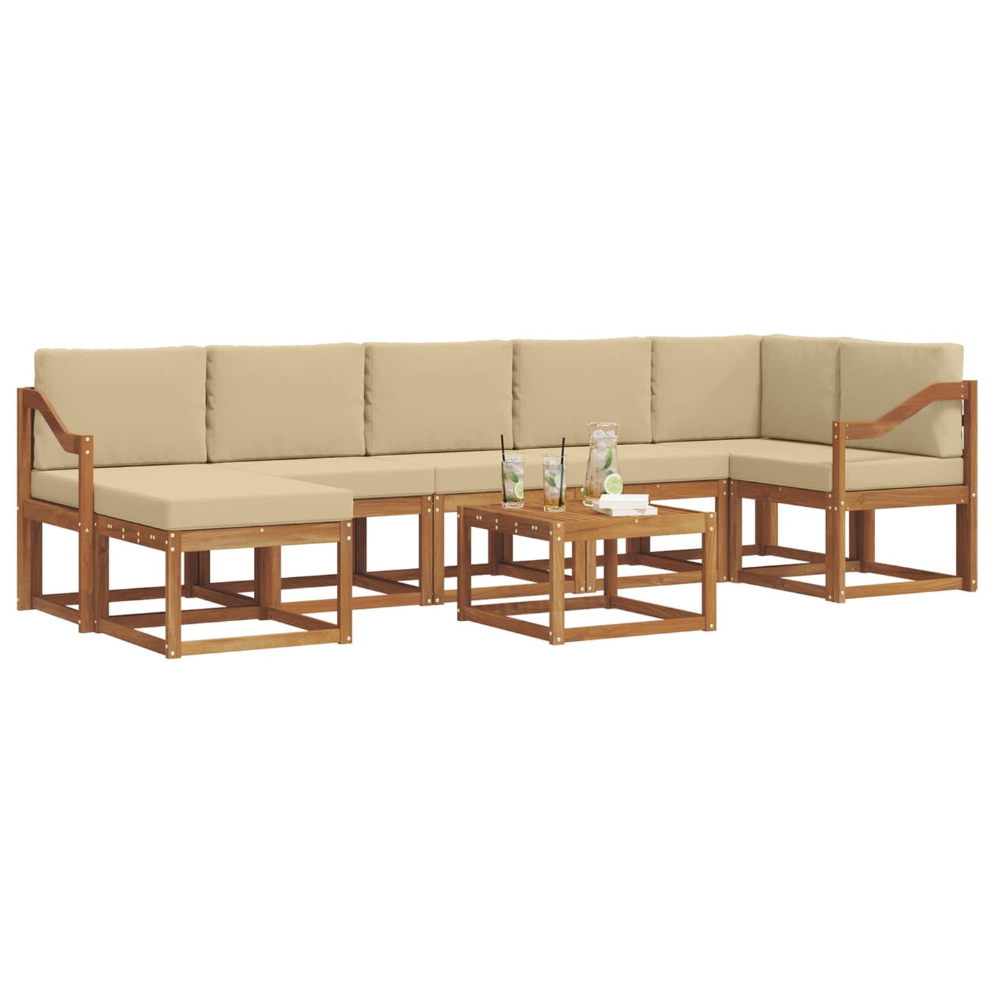 Outdoor-Sofagarnitur mit Kissen 8 pcs Natur und Beige