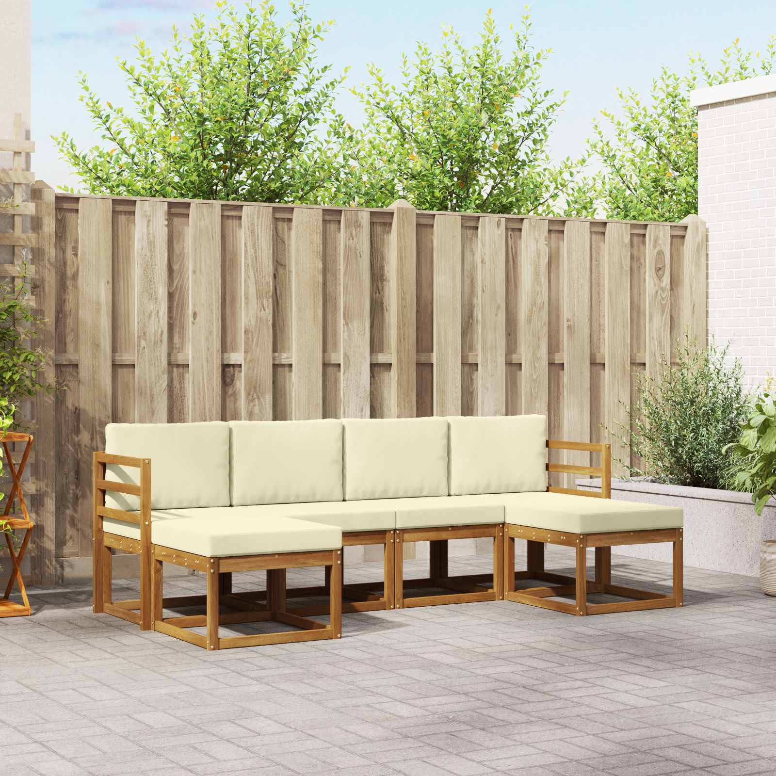 Outdoor-Sofagarnitur 6 stk. Natur und Creme