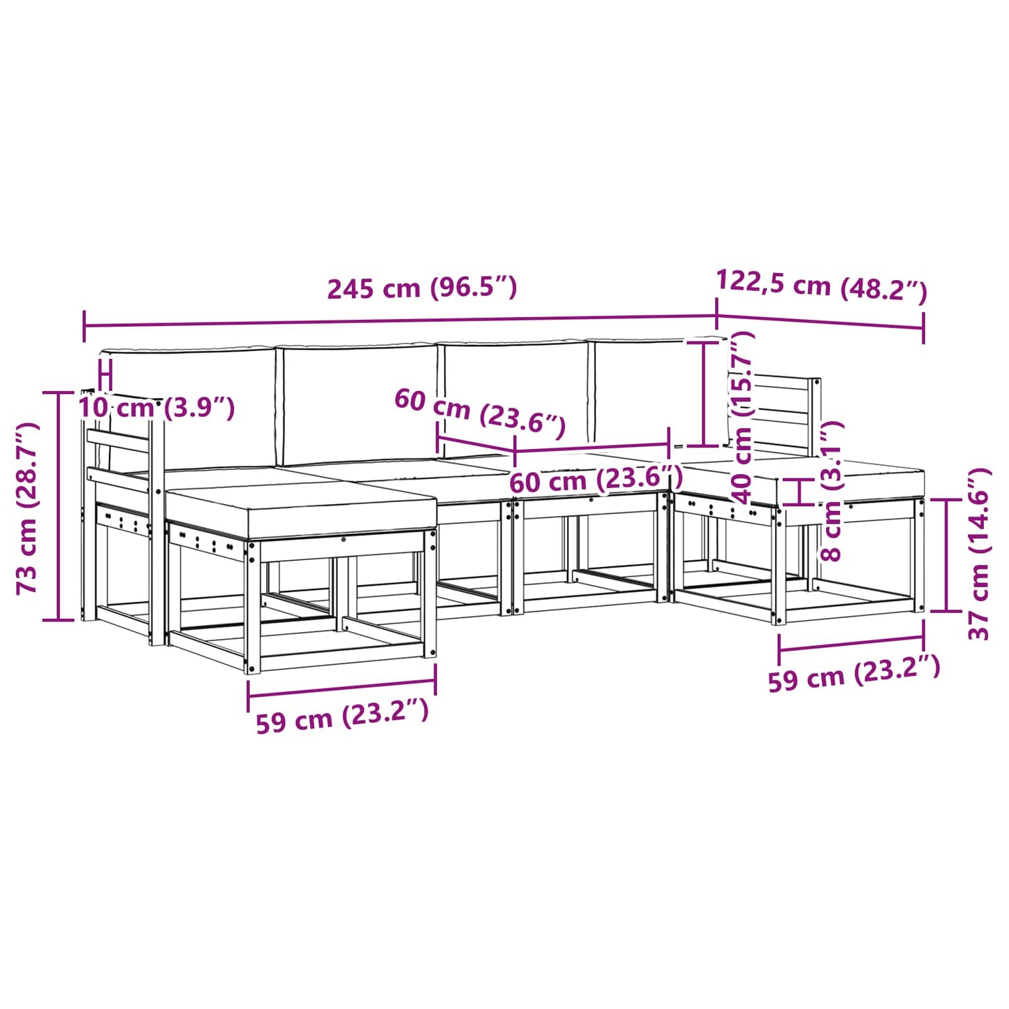 Outdoor-Sofagarnitur 6 stk. Natur und Creme