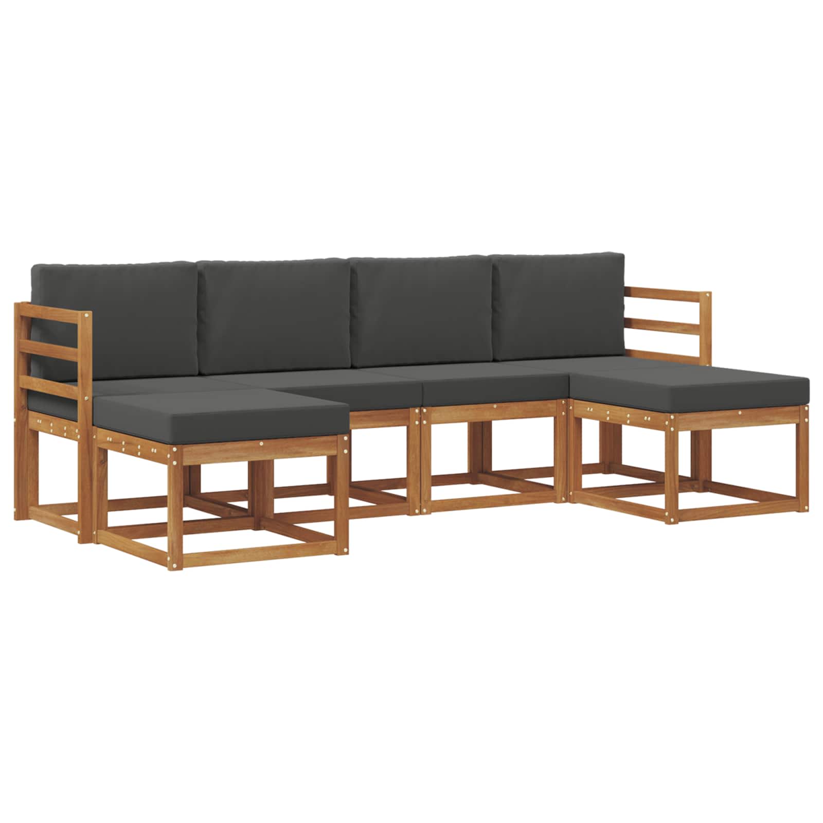 Outdoor-Sofagarnitur 6 stk. Natur und Anthrazit