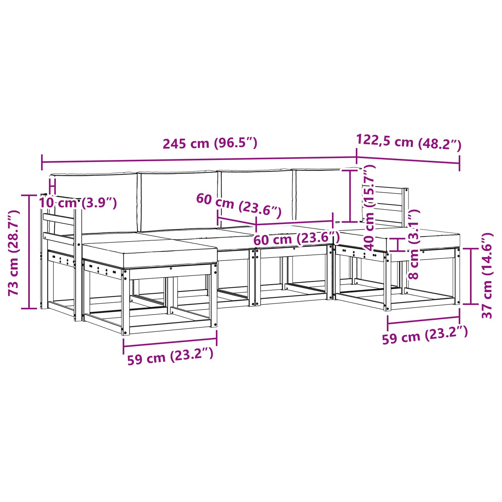 Outdoor-Sofagarnitur 6 stk. Natur und Anthrazit
