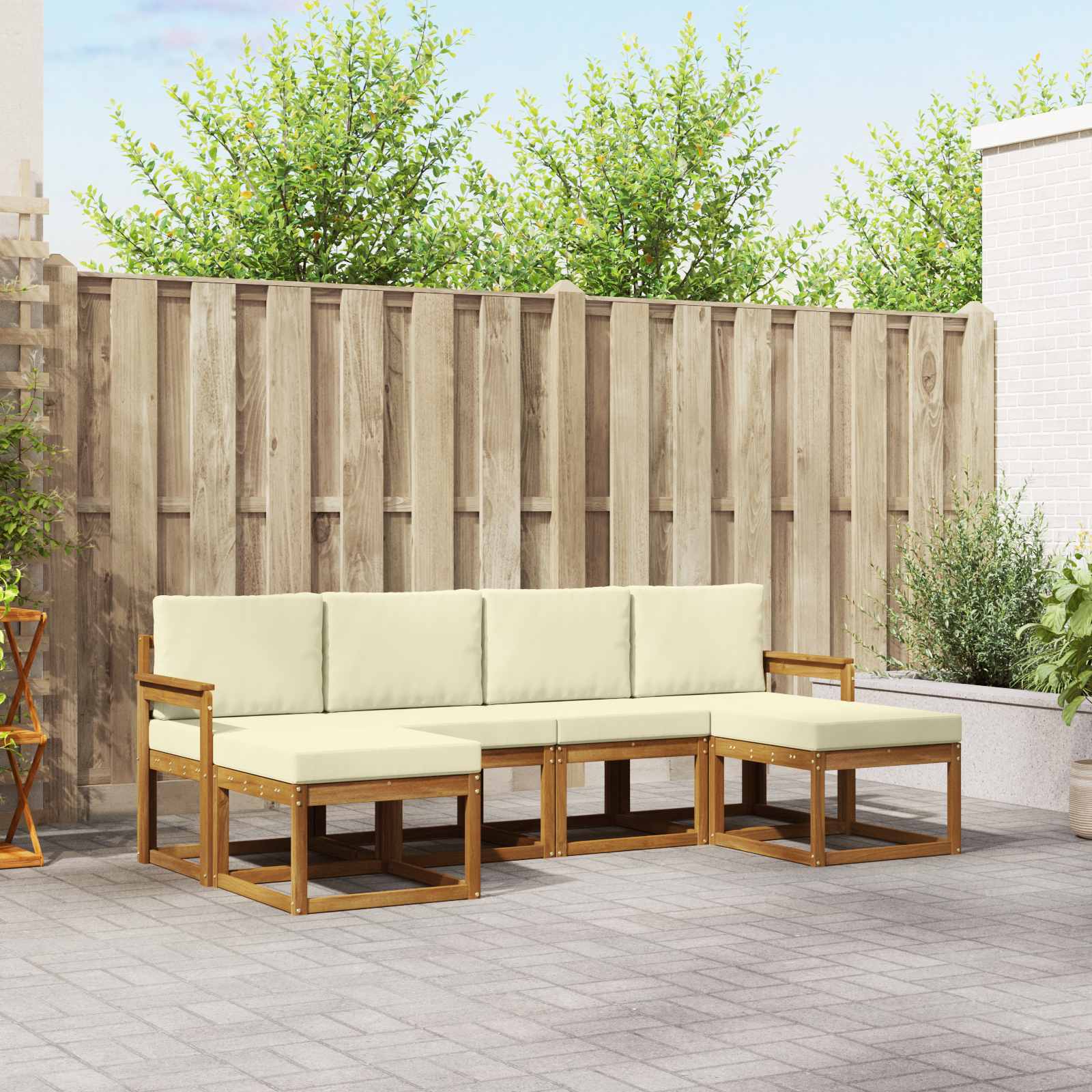 Outdoor-Sofagarnitur 6 stk. Natur und Creme