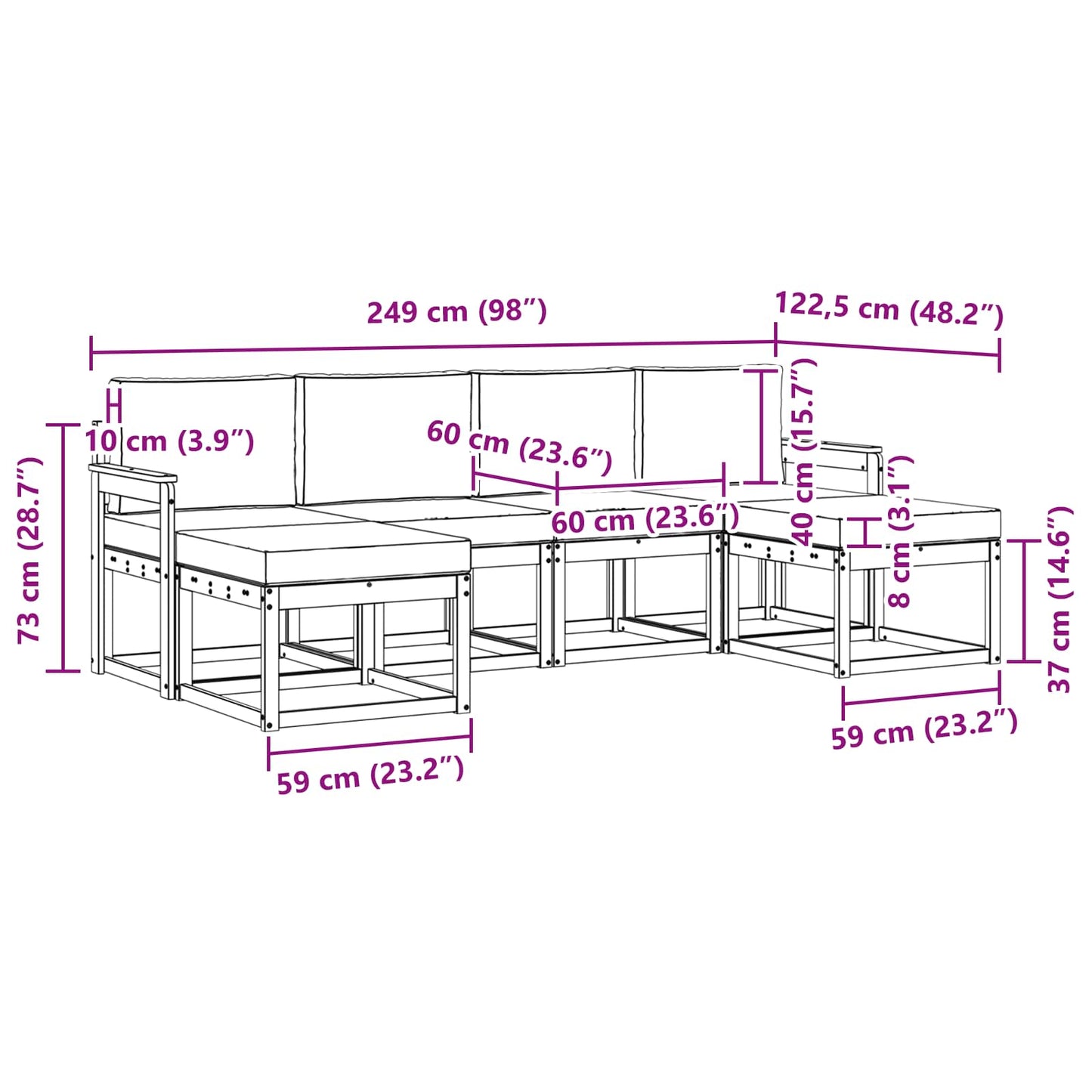 Outdoor-Sofagarnitur 6 stk. Natur und Creme