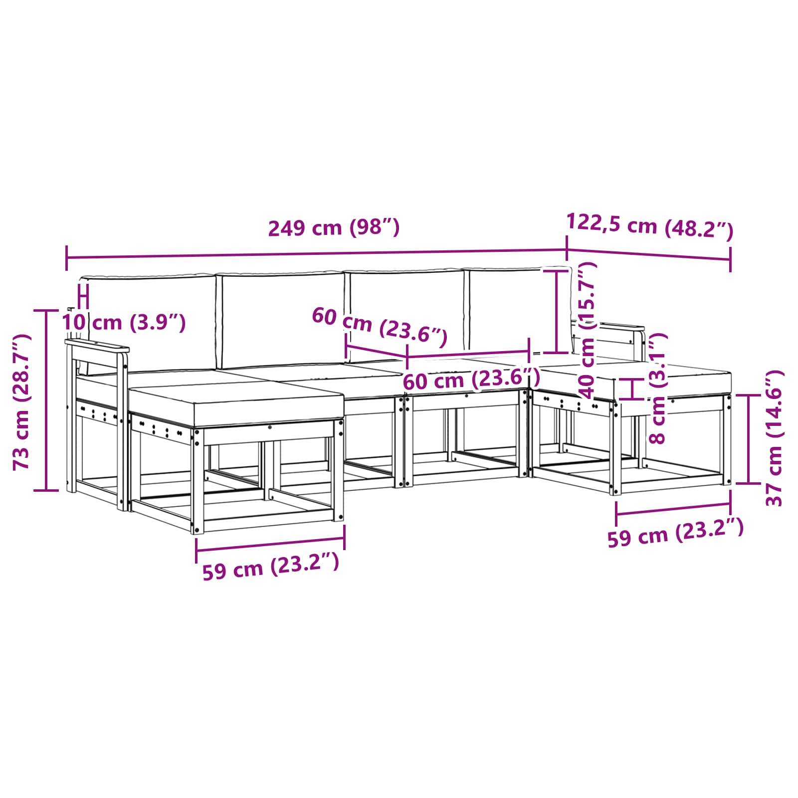 Outdoor-Sofagarnitur 6 stk. Natur und Creme