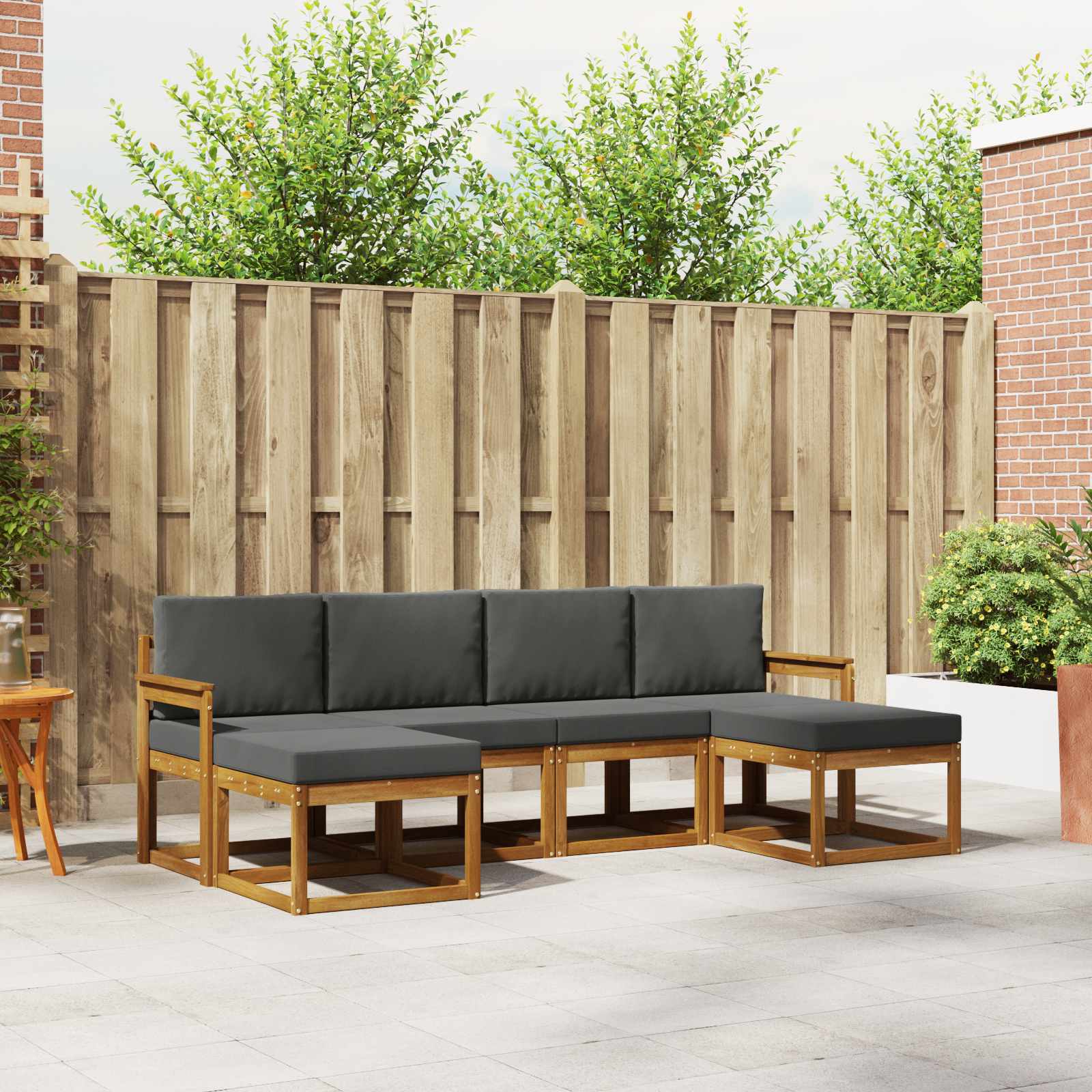 Outdoor-Sofagarnitur 6 stk. Natur und Anthrazit