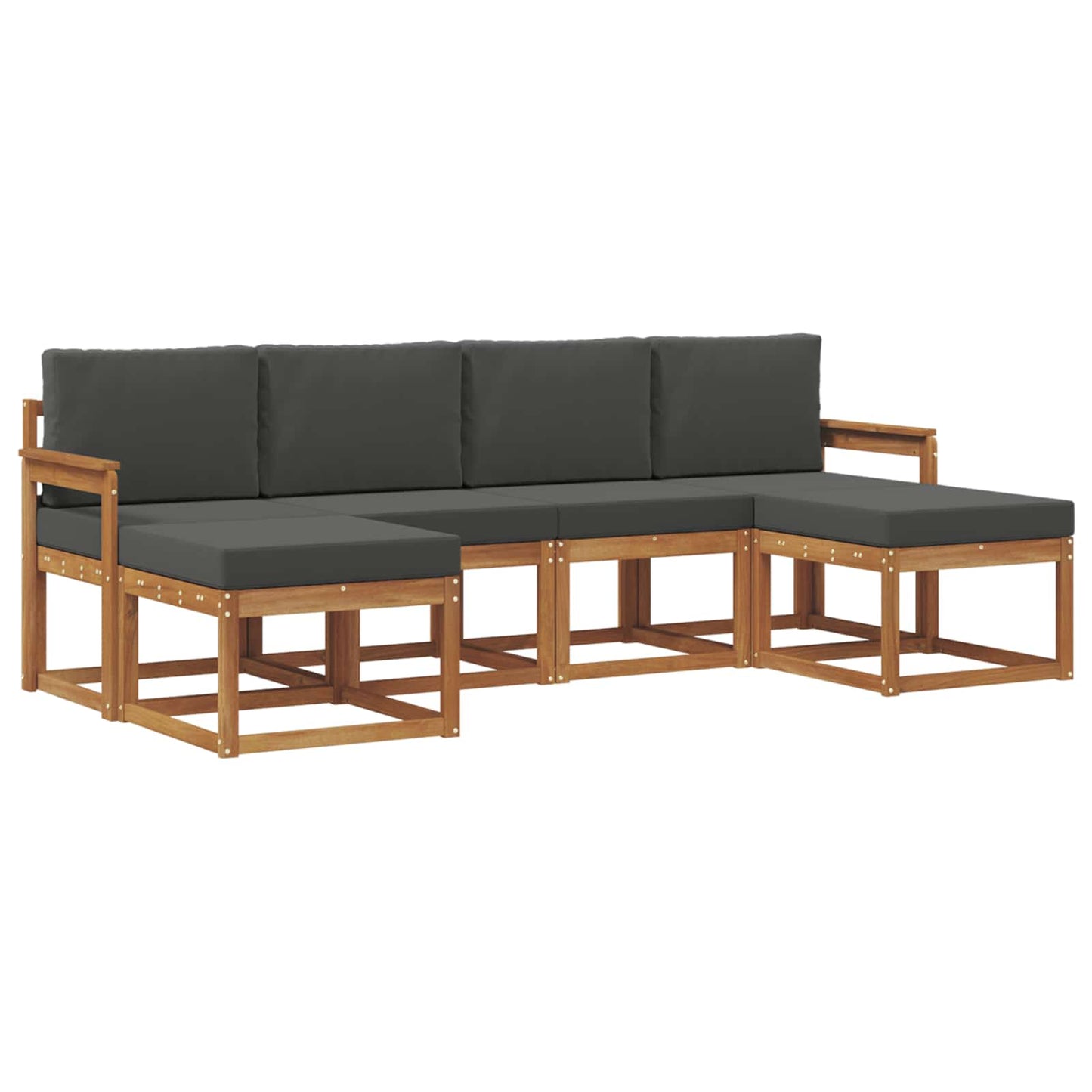 Outdoor-Sofagarnitur 6 stk. Natur und Anthrazit