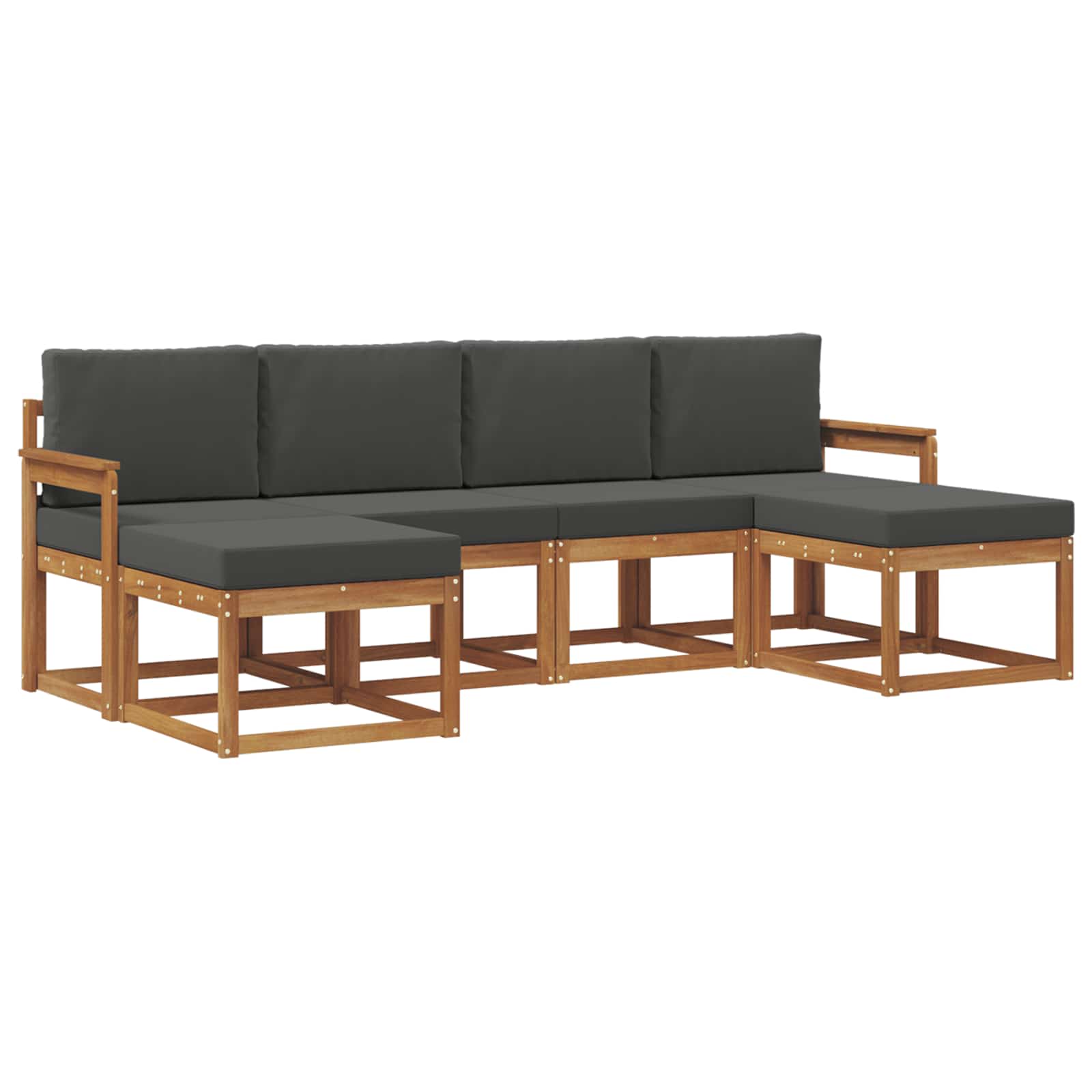 Outdoor-Sofagarnitur 6 stk. Natur und Anthrazit