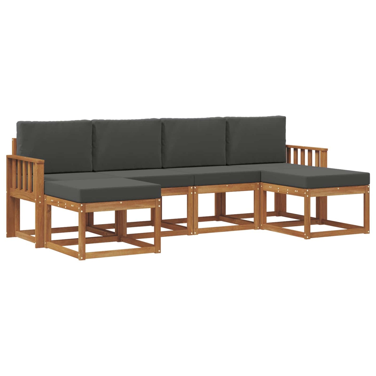 Outdoor-Sofagarnitur 6 stk. Natur und Anthrazit