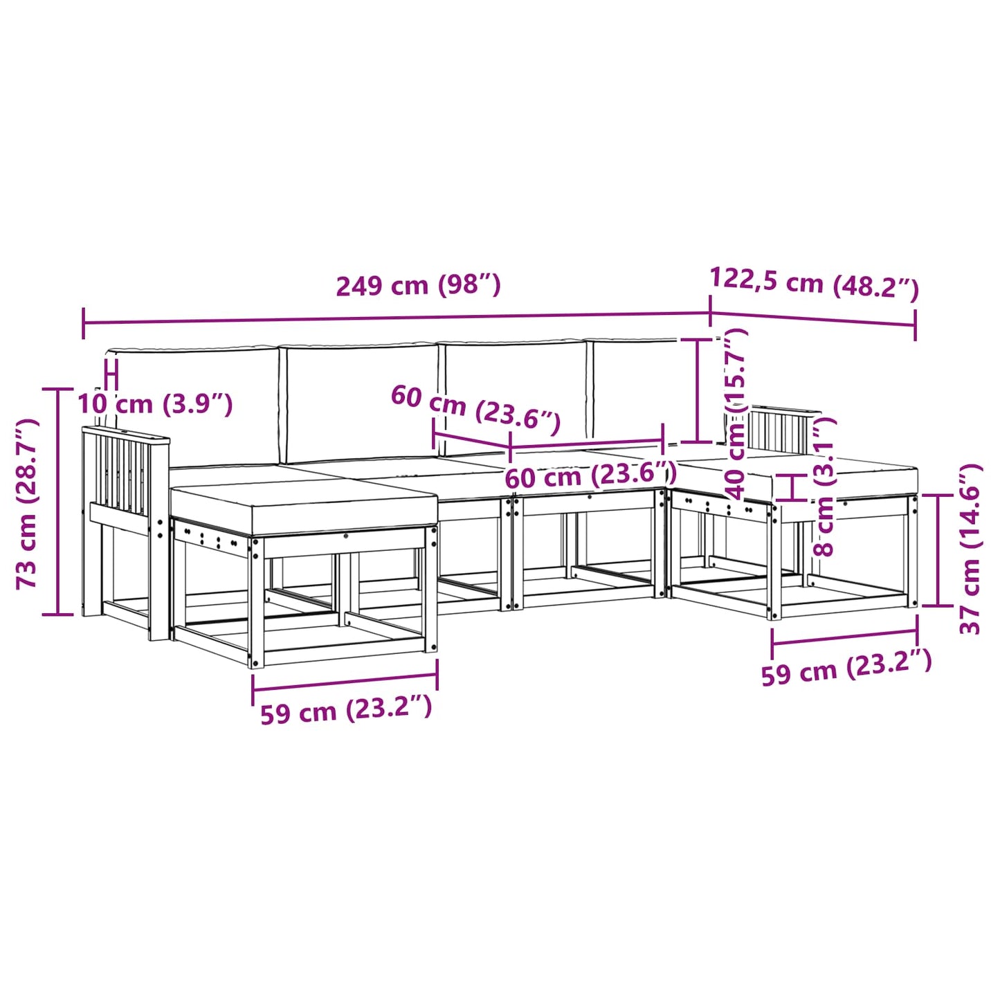 Outdoor-Sofagarnitur 6 stk. Natur und Anthrazit
