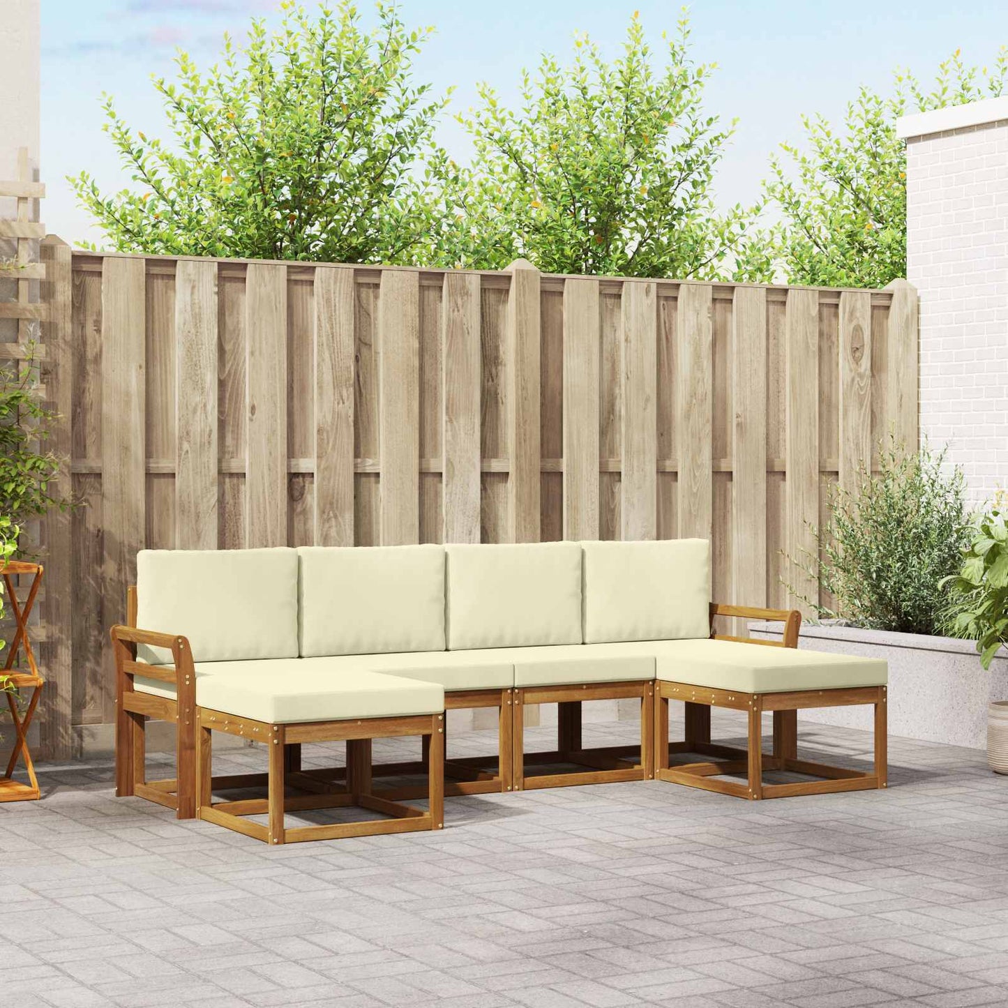 Outdoor-Sofagarnitur 6 stk. Natur und Creme