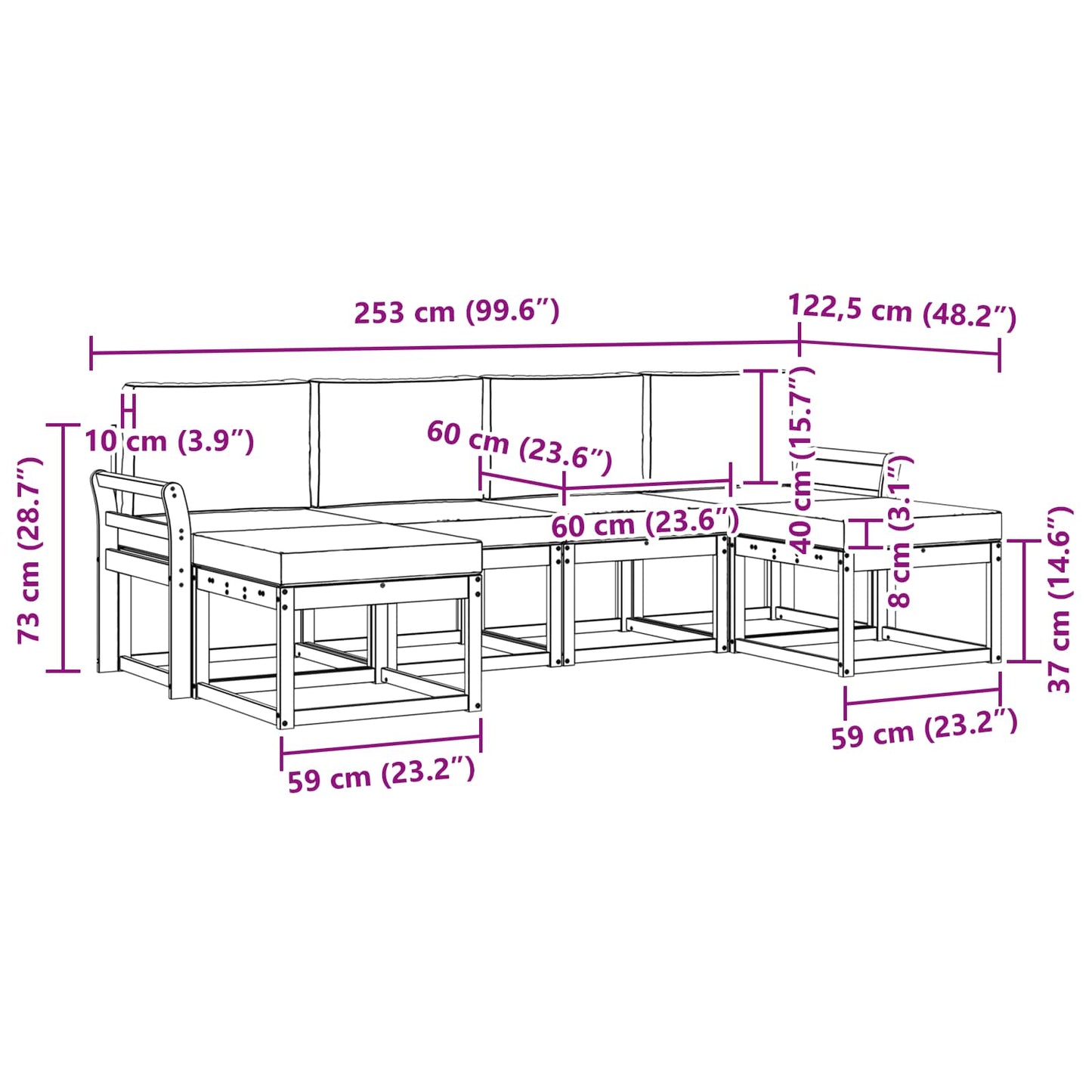 Outdoor-Sofagarnitur 6 stk. Natur und Creme