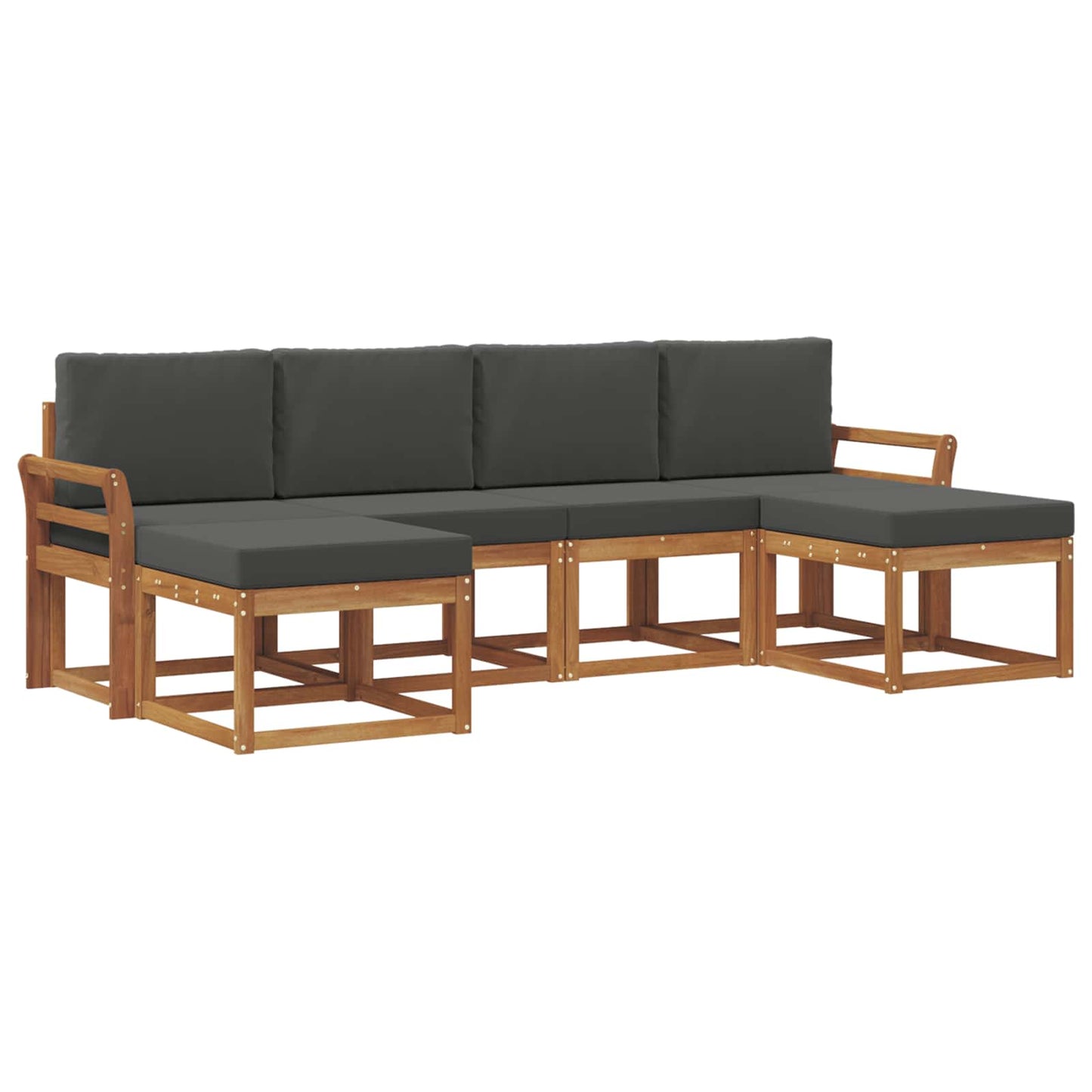 Outdoor-Sofagarnitur 6 stk. Natur und Anthrazit