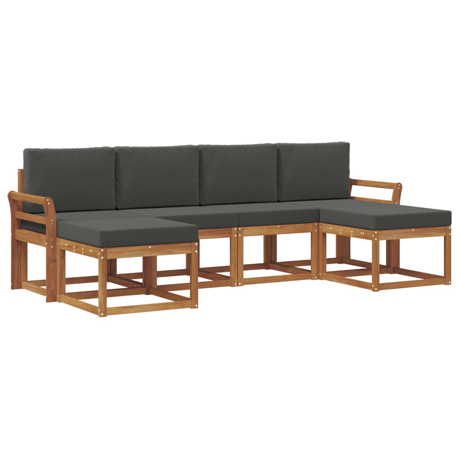 Outdoor-Sofagarnitur 6 stk. Natur und Anthrazit