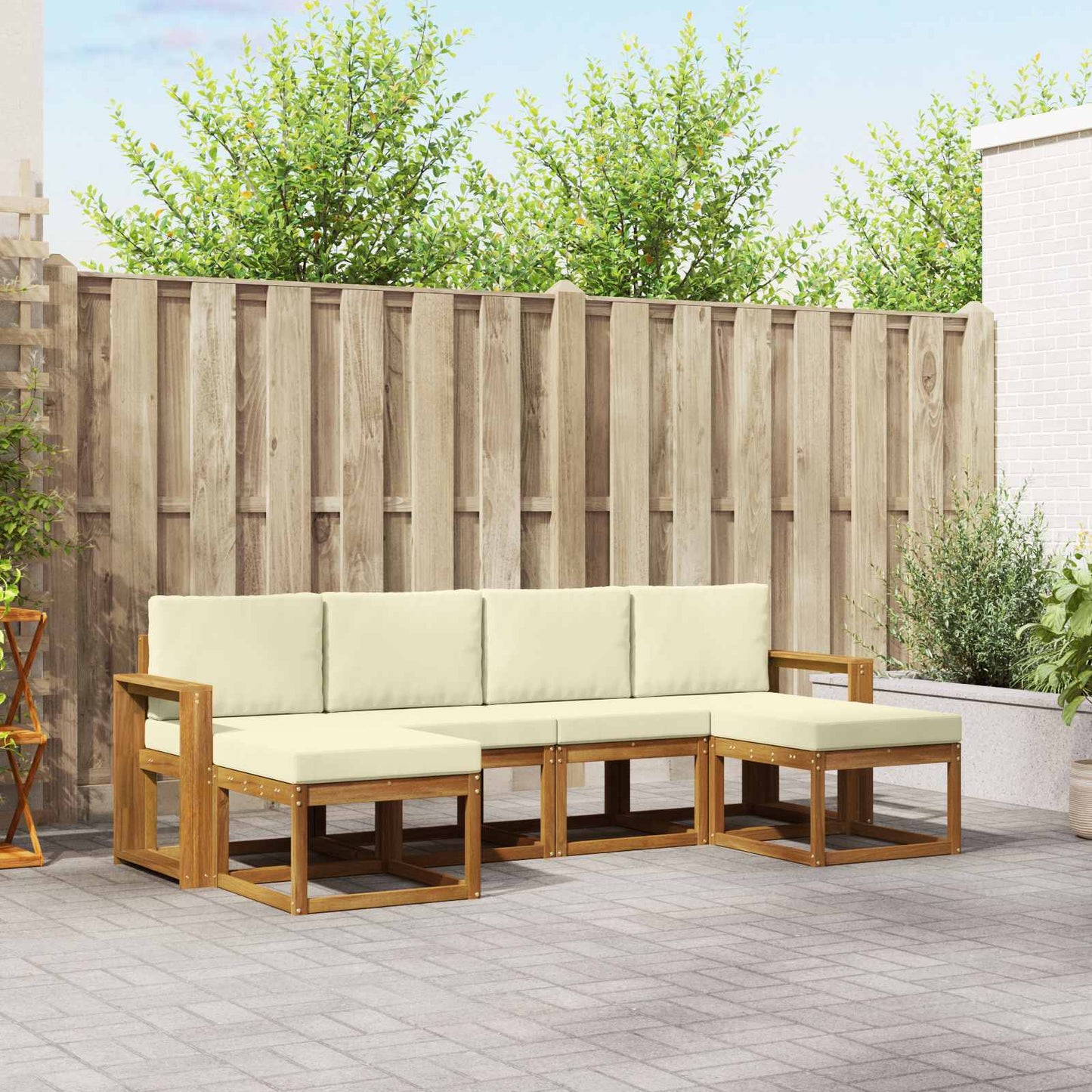 Outdoor-Sofagarnitur 6 stk. Natur und Creme