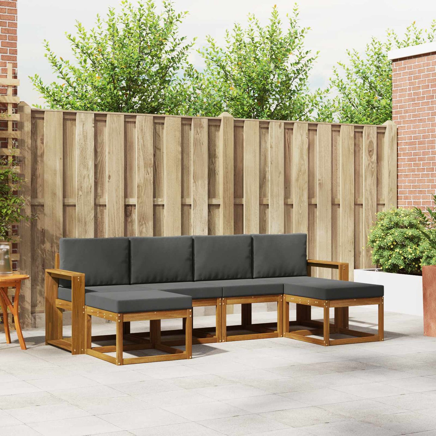 Outdoor-Sofagarnitur 6 stk. Natur und Anthrazit