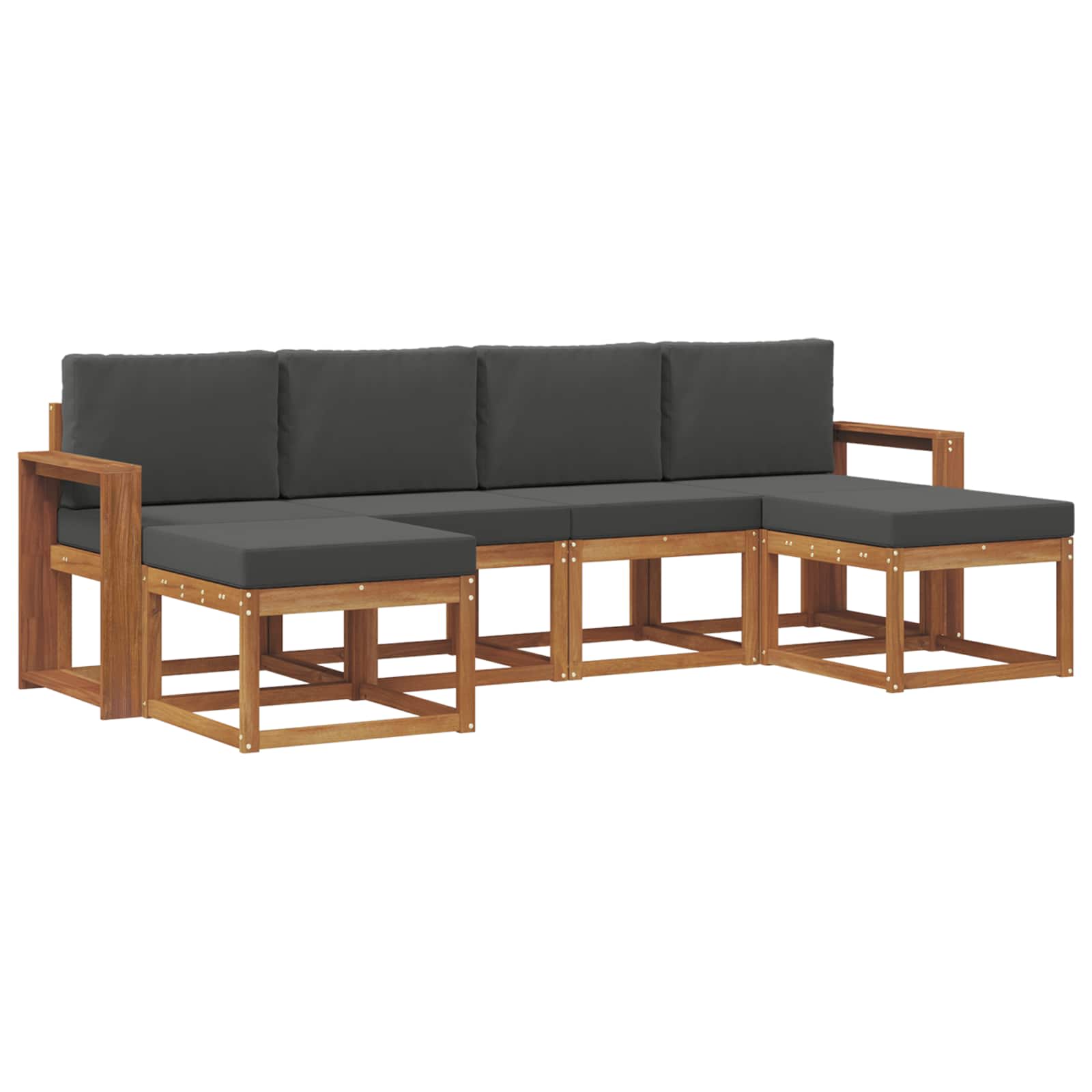 Outdoor-Sofagarnitur 6 stk. Natur und Anthrazit