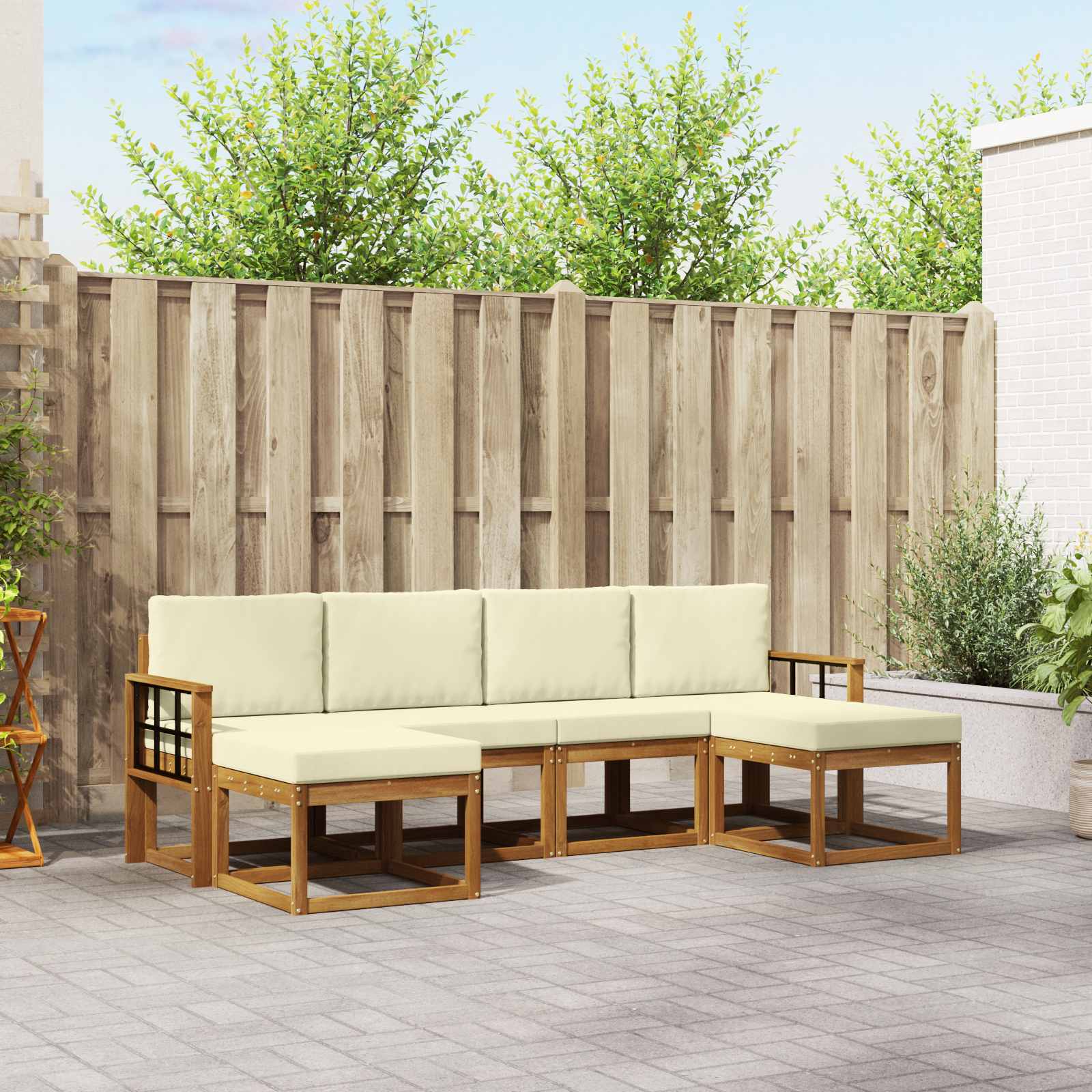 Outdoor-Sofagarnitur 6 stk. Natur und Creme