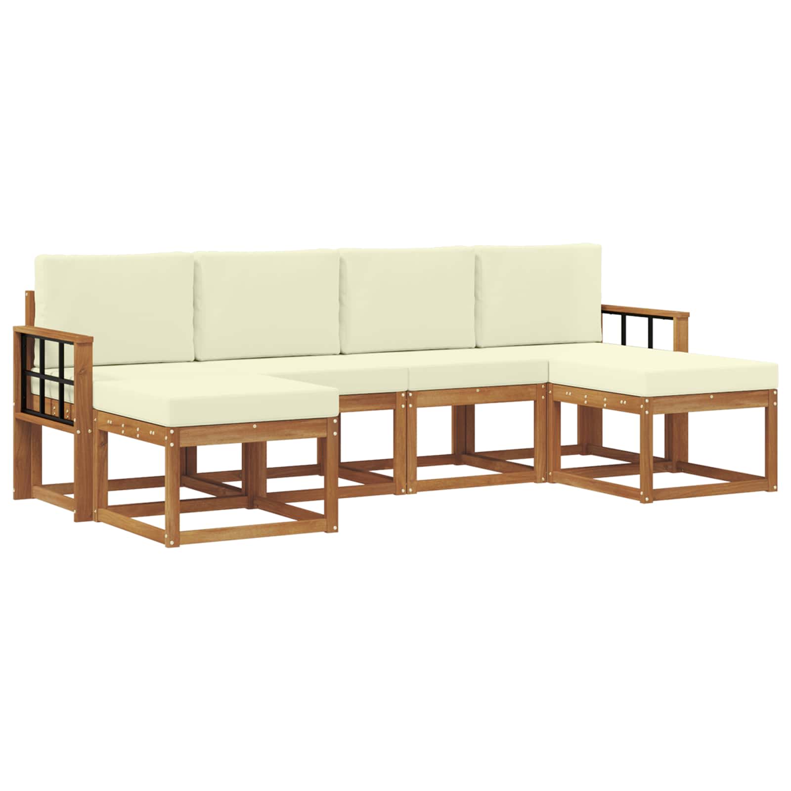Outdoor-Sofagarnitur 6 stk. Natur und Creme