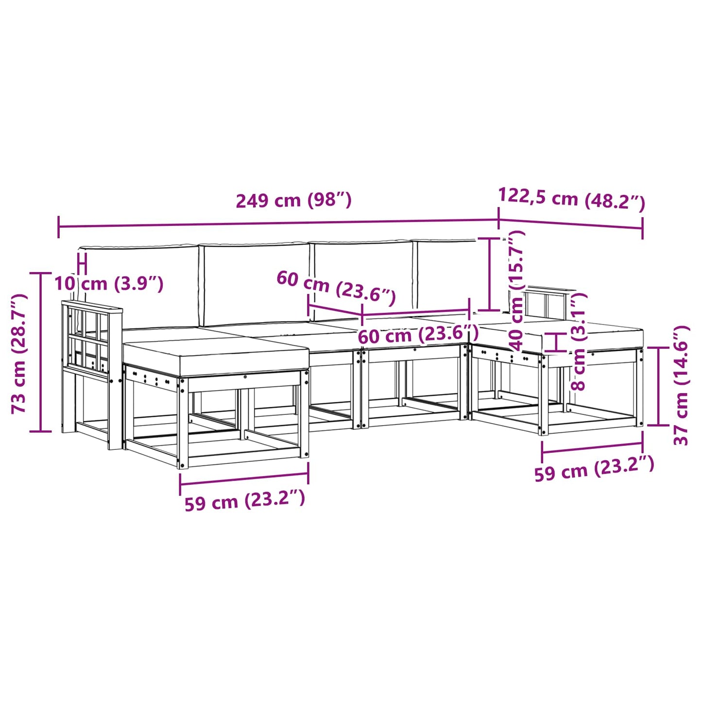 Outdoor-Sofagarnitur 6 stk. Natur und Creme