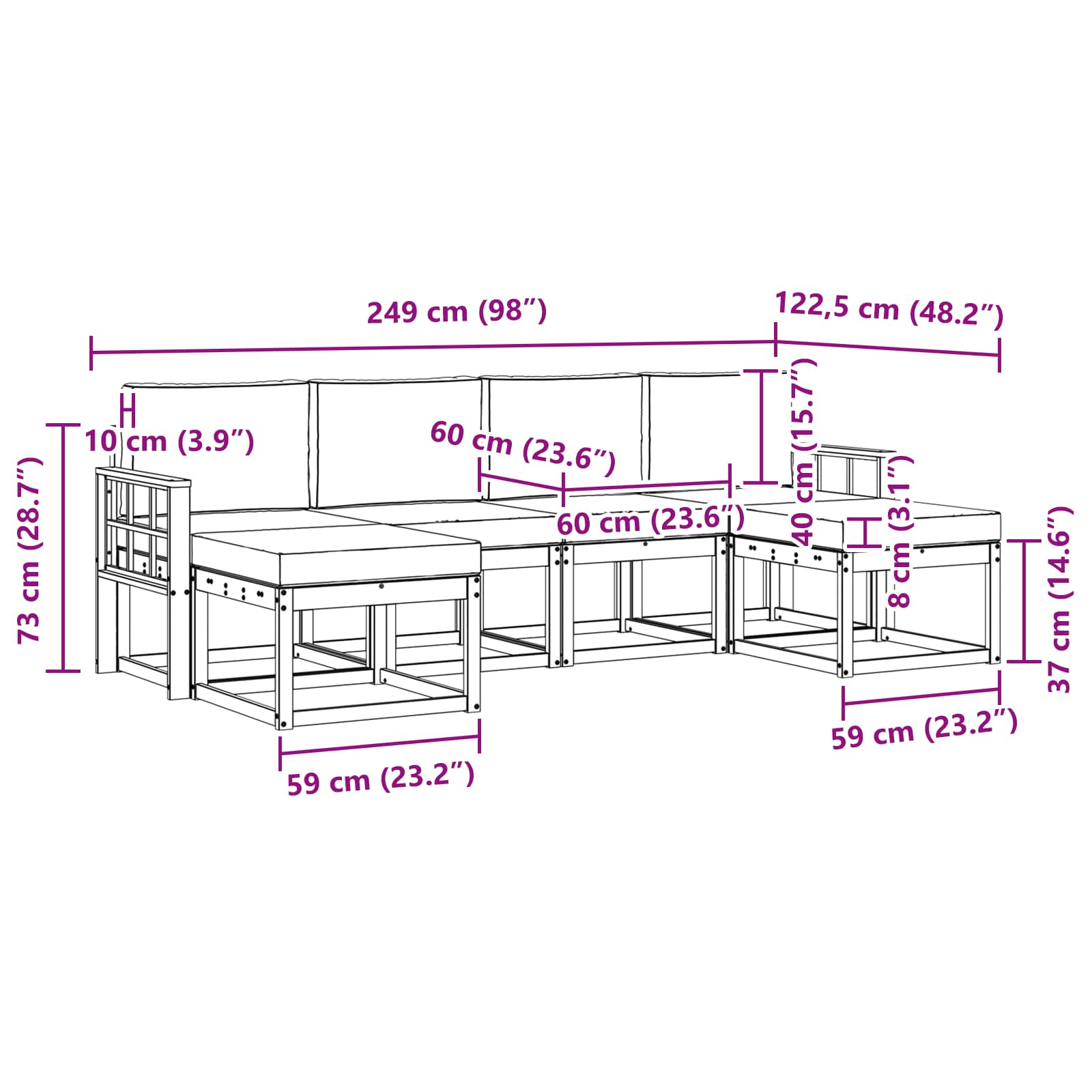 Outdoor-Sofagarnitur 6 stk. Natur und Creme