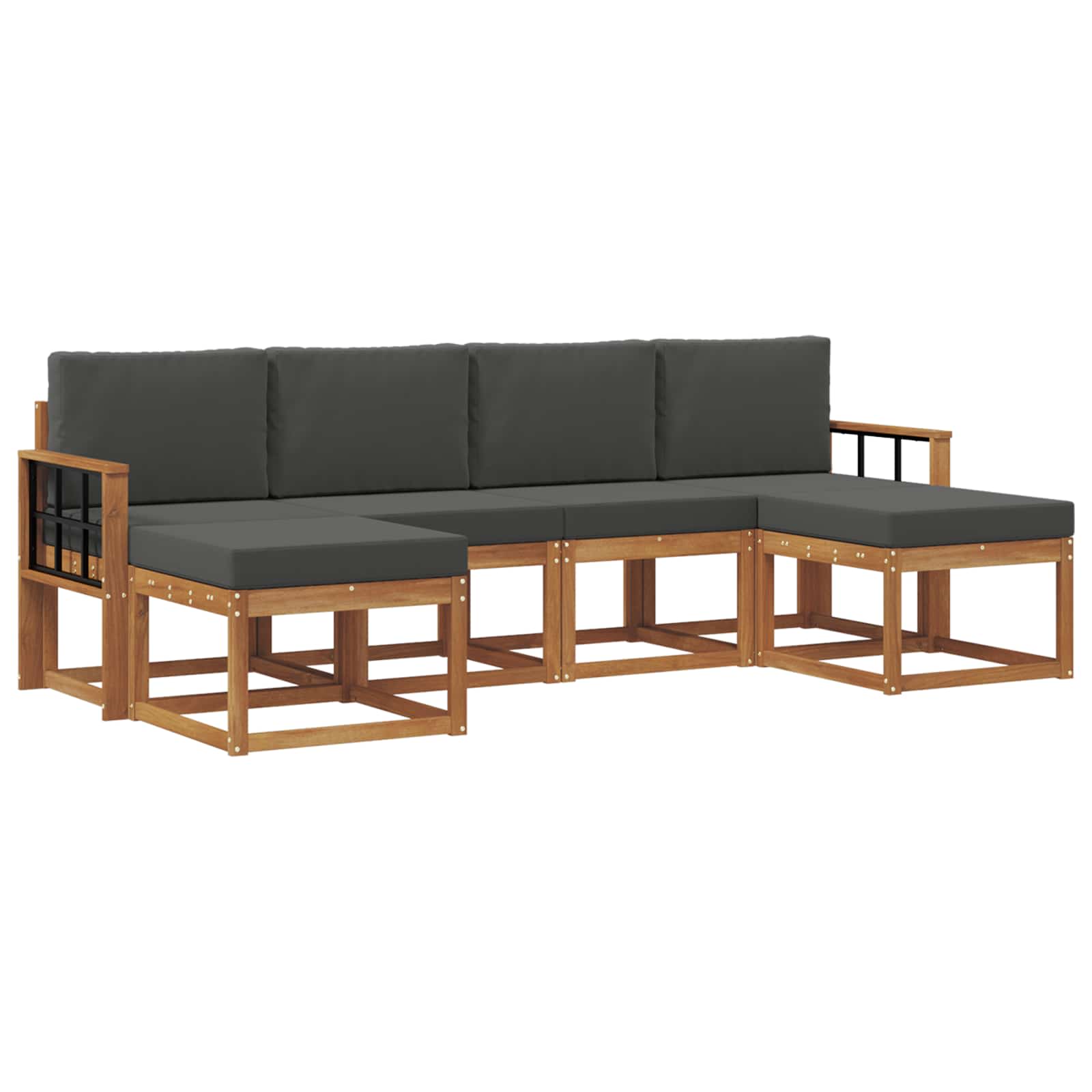 Outdoor-Sofagarnitur 6 stk. Natur und Anthrazit