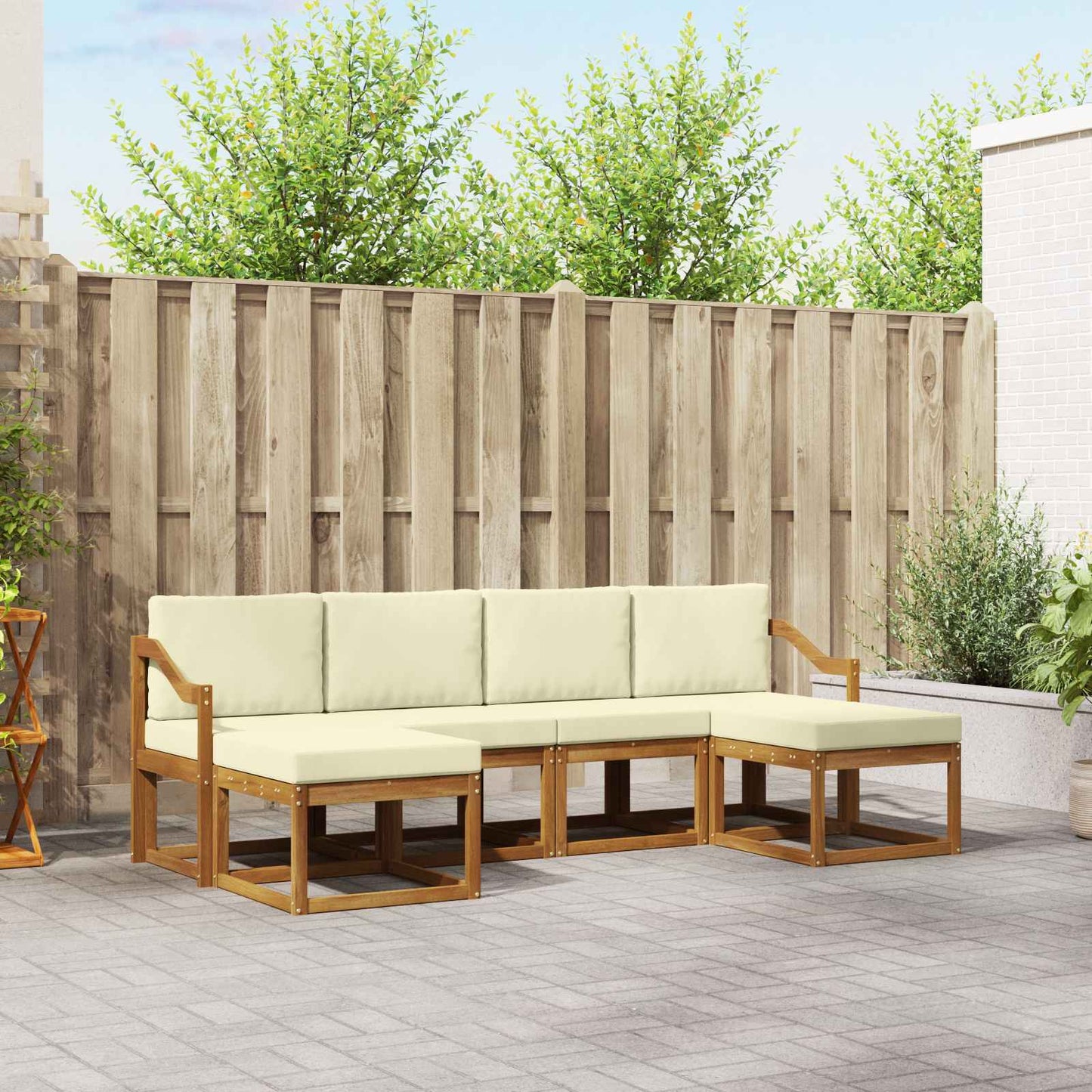 Outdoor-Sofagarnitur 6 stk. Natur und Creme