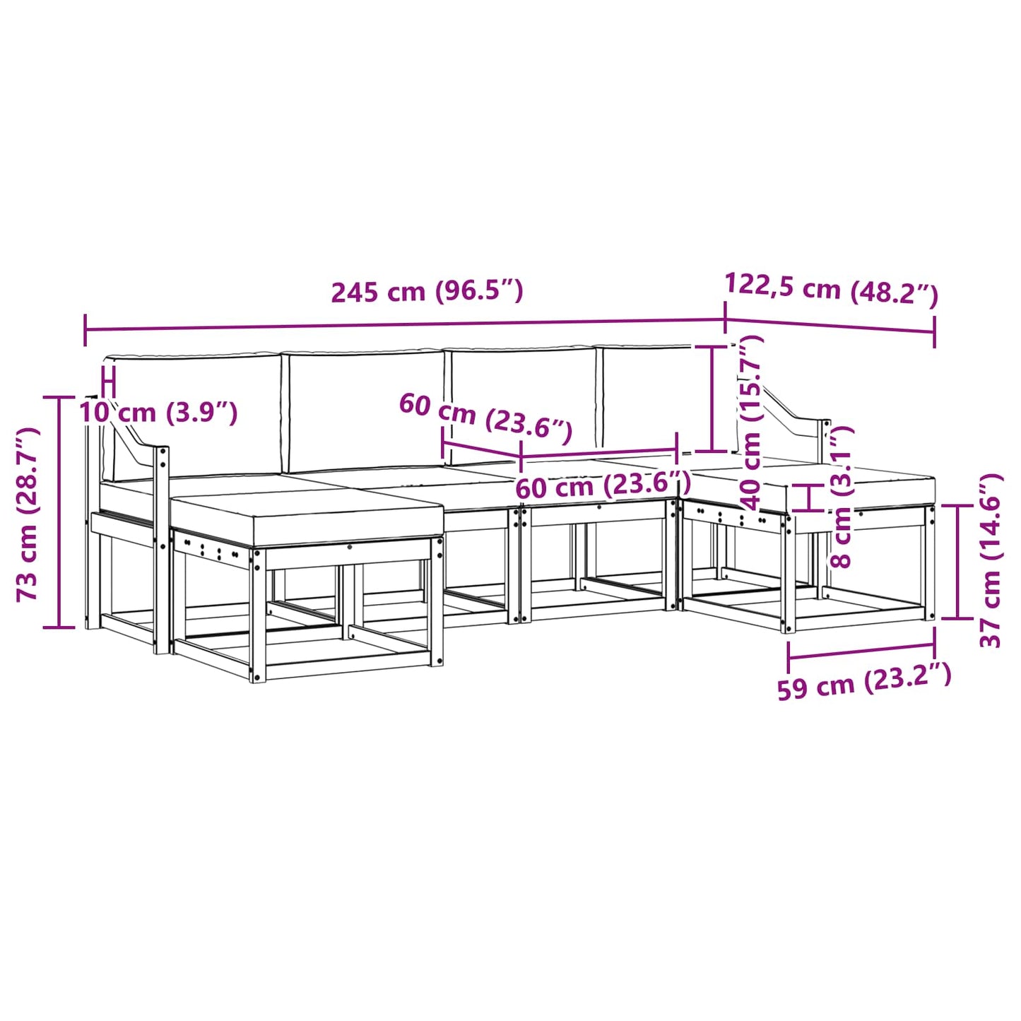 Outdoor-Sofagarnitur 6 stk. Natur und Creme