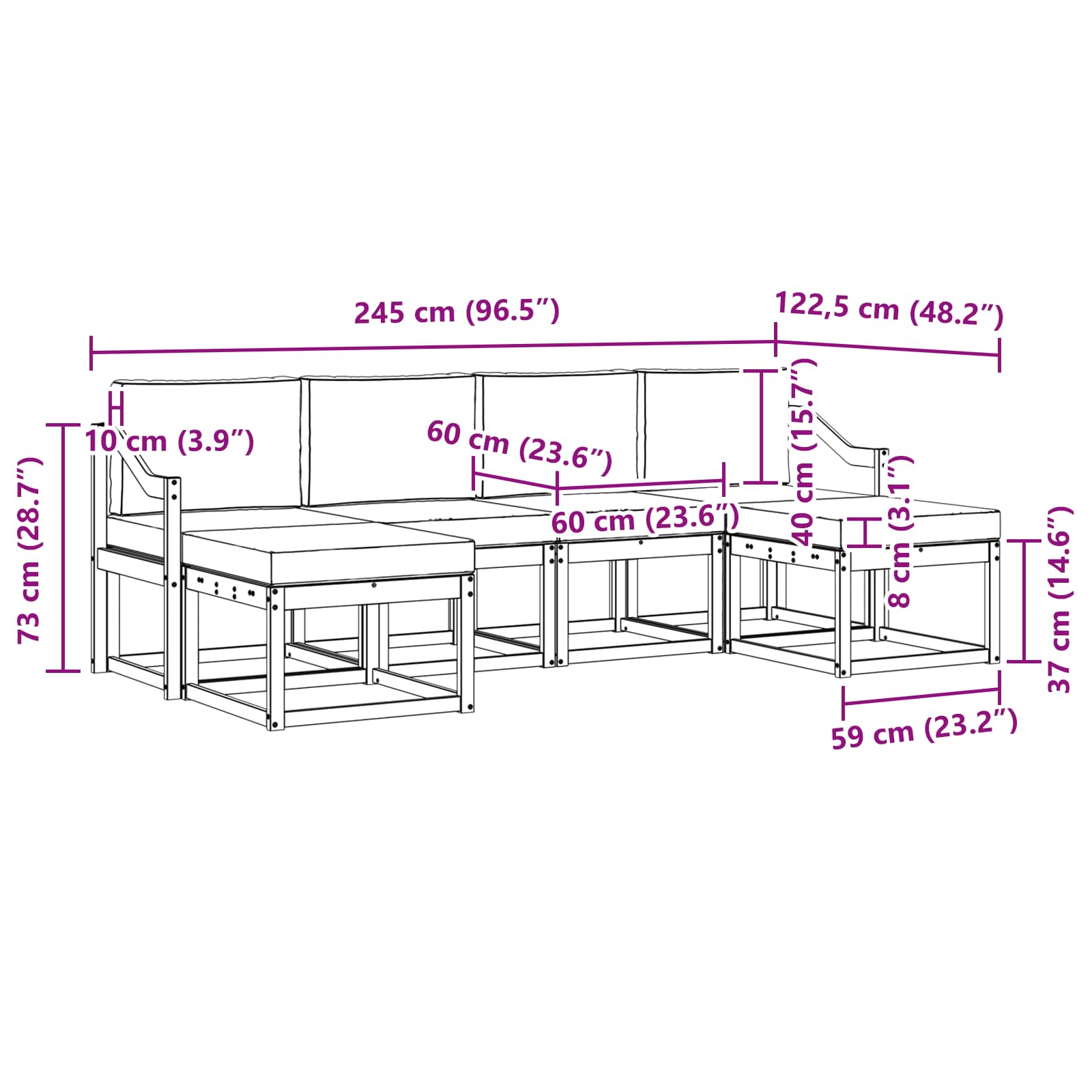 Outdoor-Sofagarnitur 6 stk. Natur und Creme
