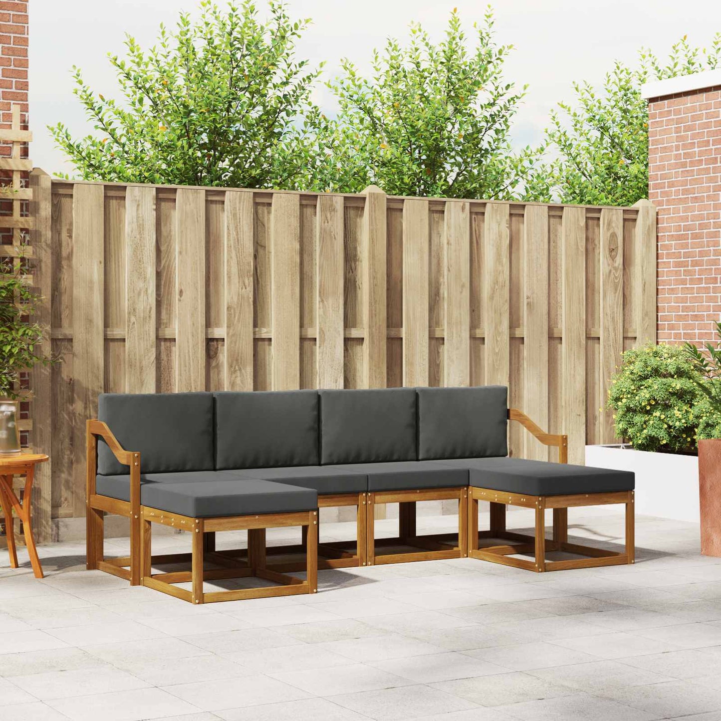 Outdoor-Sofagarnitur 6 stk. Natur und Anthrazit