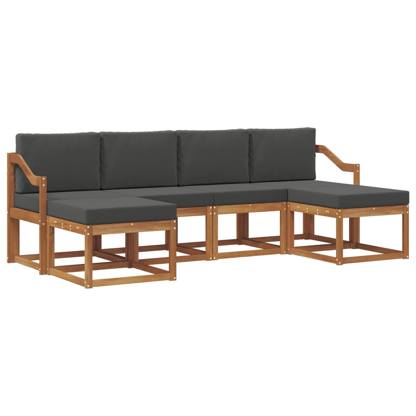Outdoor-Sofagarnitur 6 stk. Natur und Anthrazit