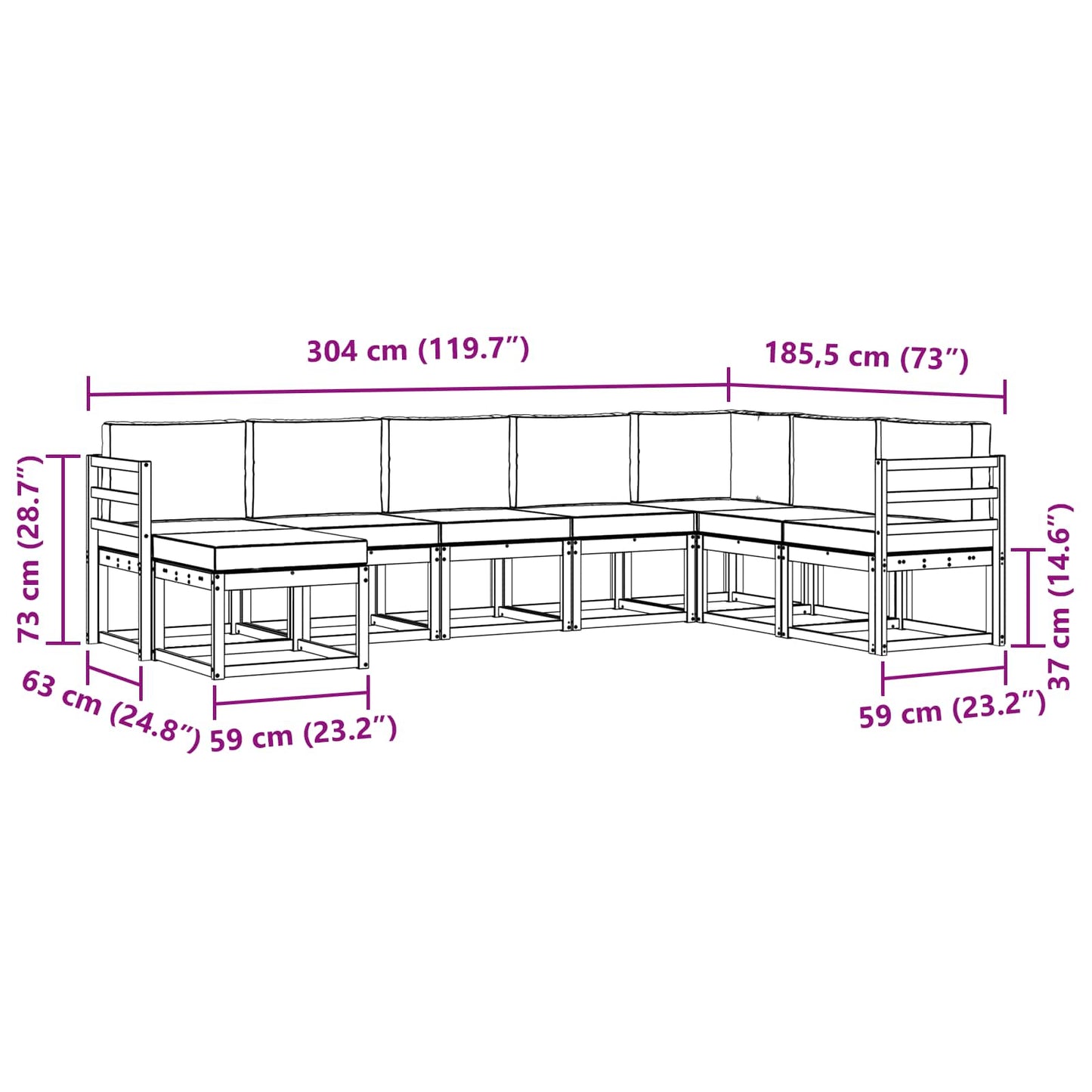 Outdoor-Sofagarnitur 8 stk. Natur und Creme