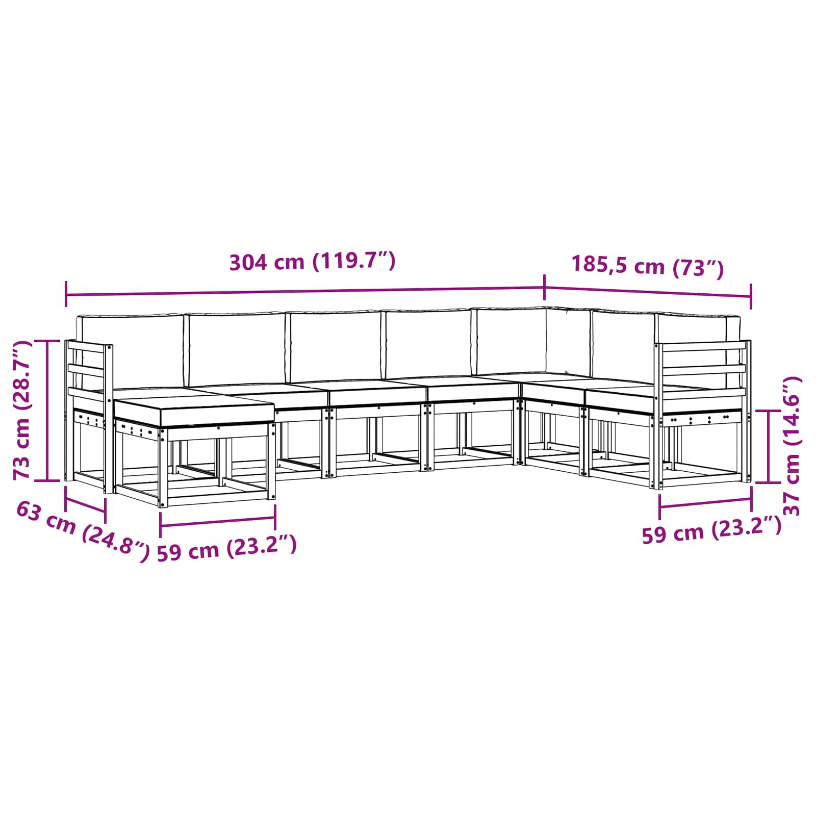Outdoor-Sofagarnitur 8 stk. Natur und Creme