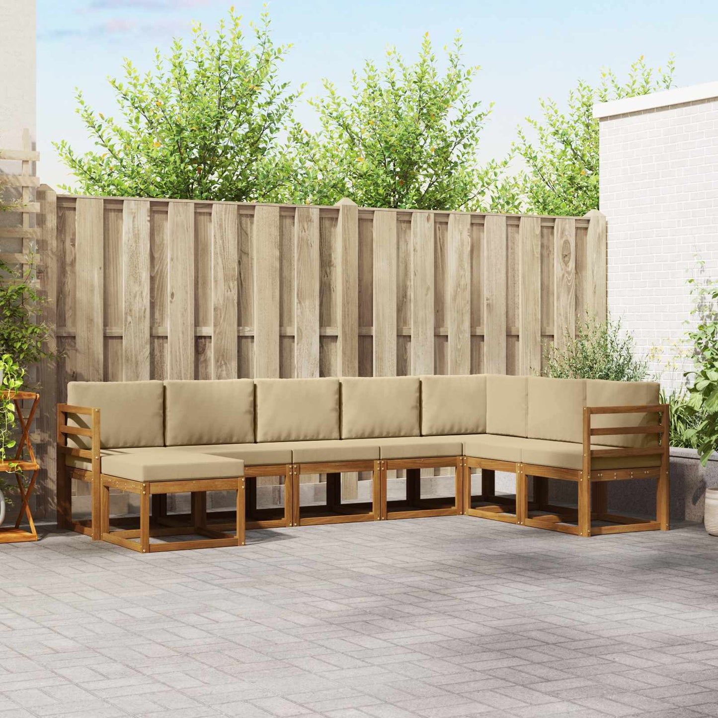 Outdoor-Sofagarnitur mit Kissen 8 pcs Natur und Beige