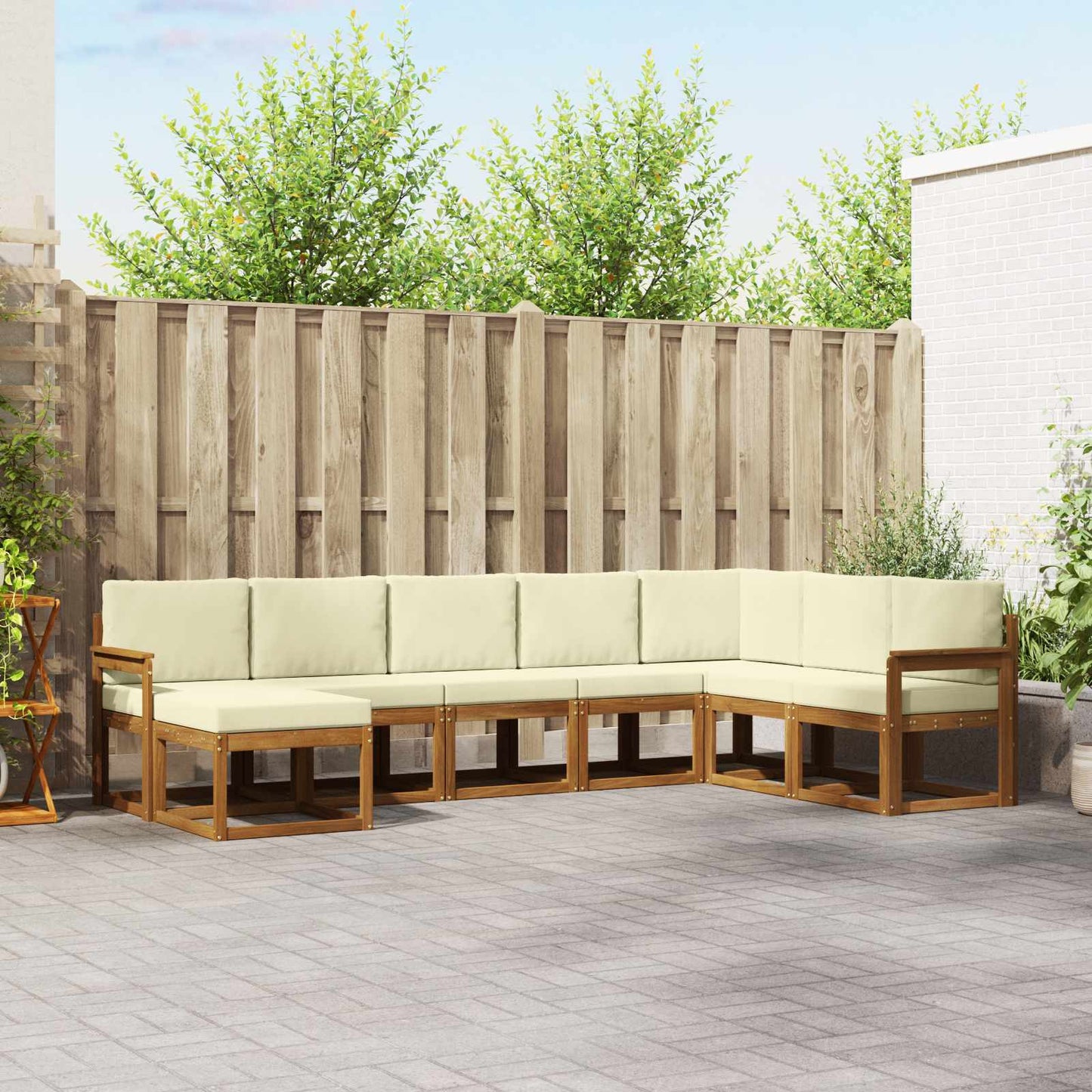 Outdoor-Sofagarnitur 8 stk. Natur und Creme