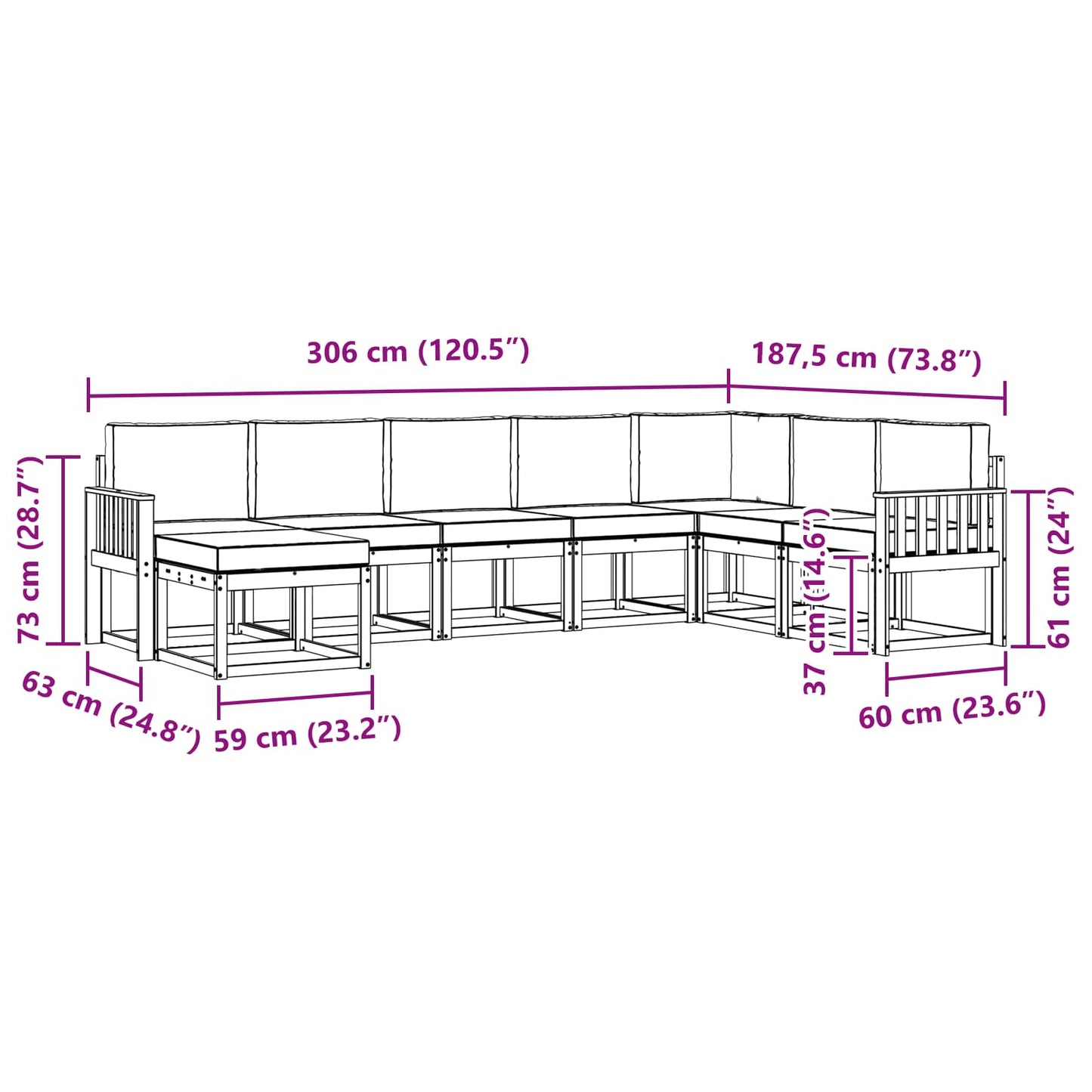 Outdoor-Sofagarnitur 8 stk. Natur und Anthrazit